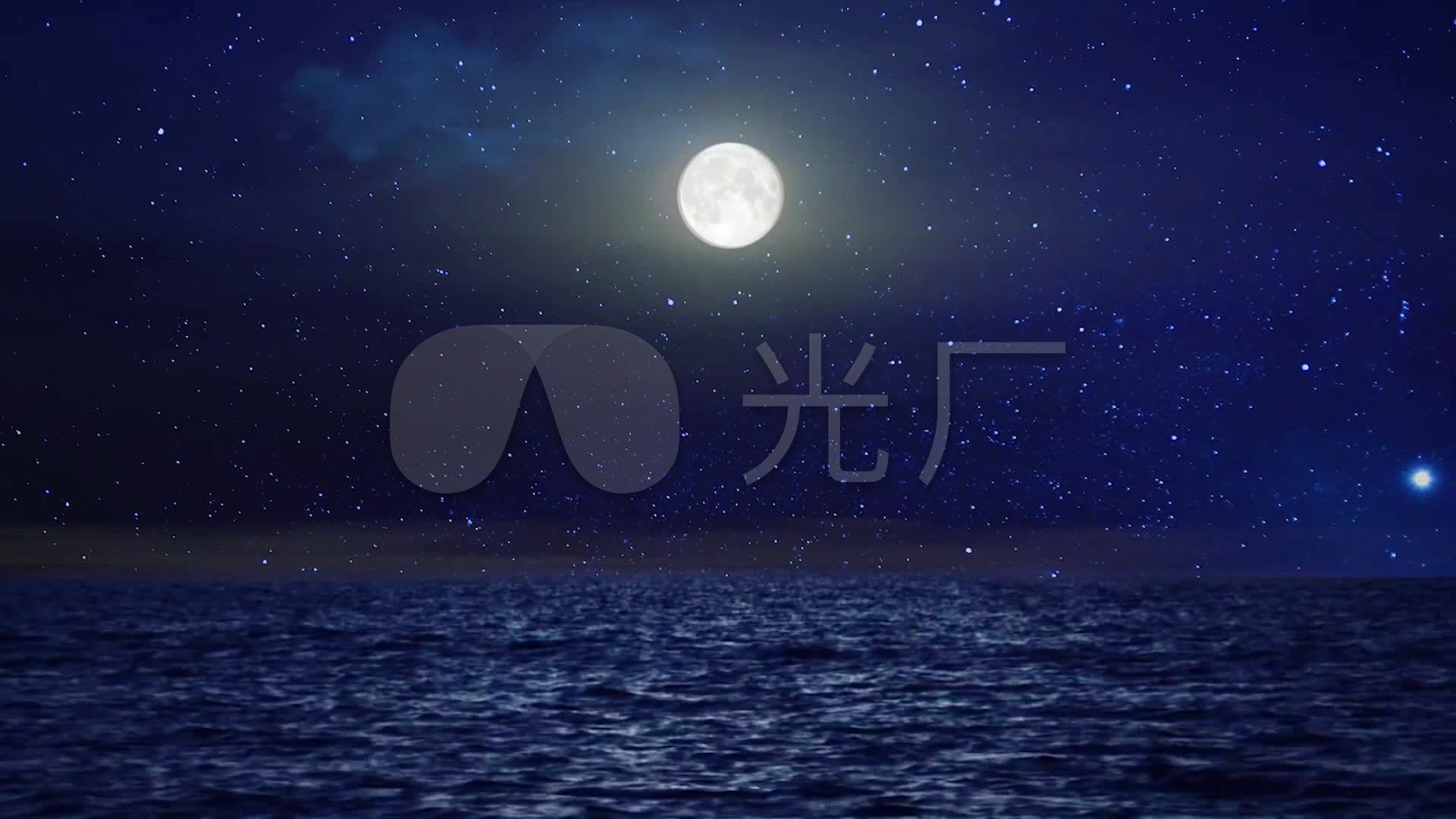 海面月夜,大海,海浪,圆月,月亮,唯美_1920x1080_高清
