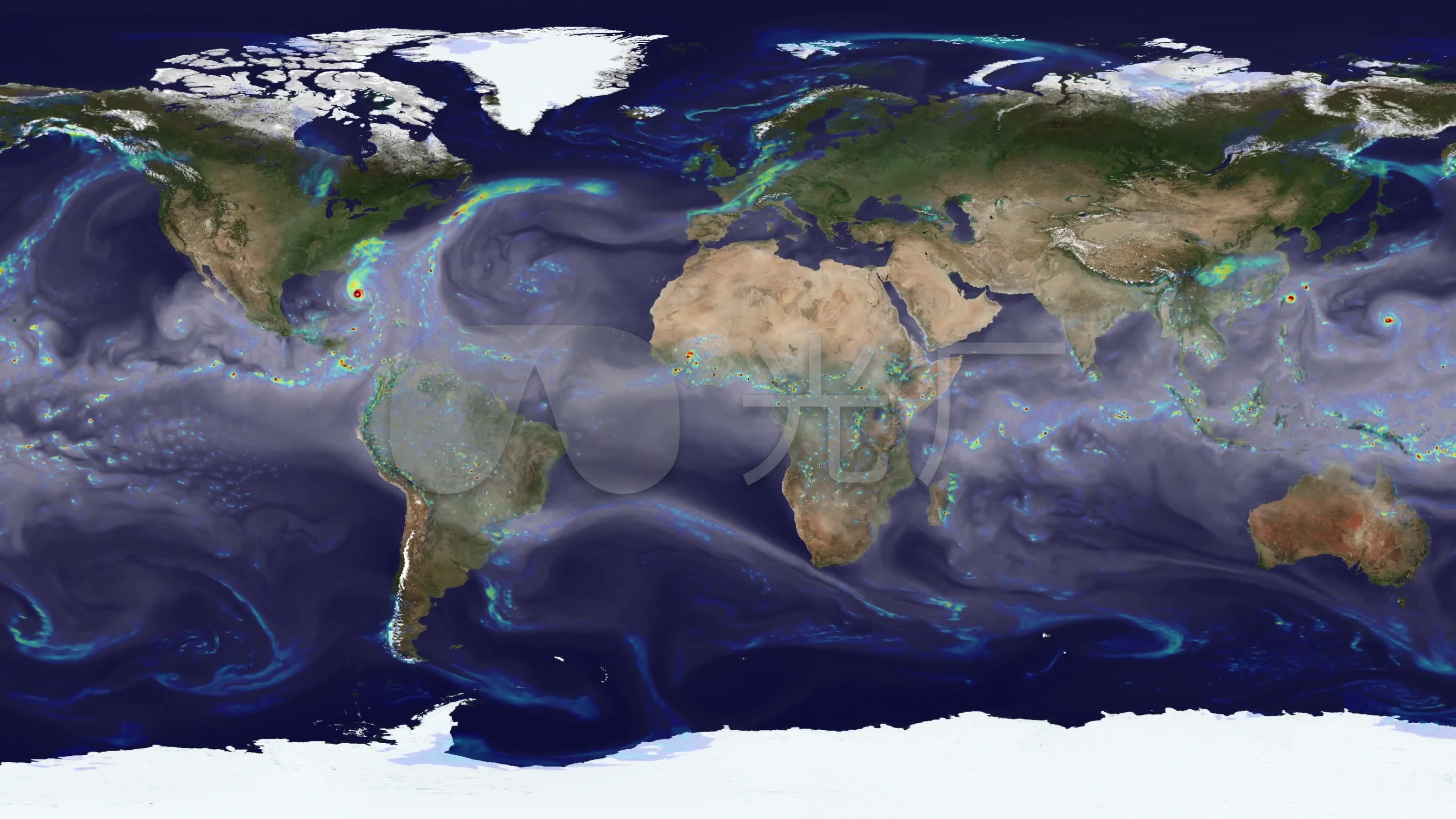 地球表面科技素材之卫星云图变化