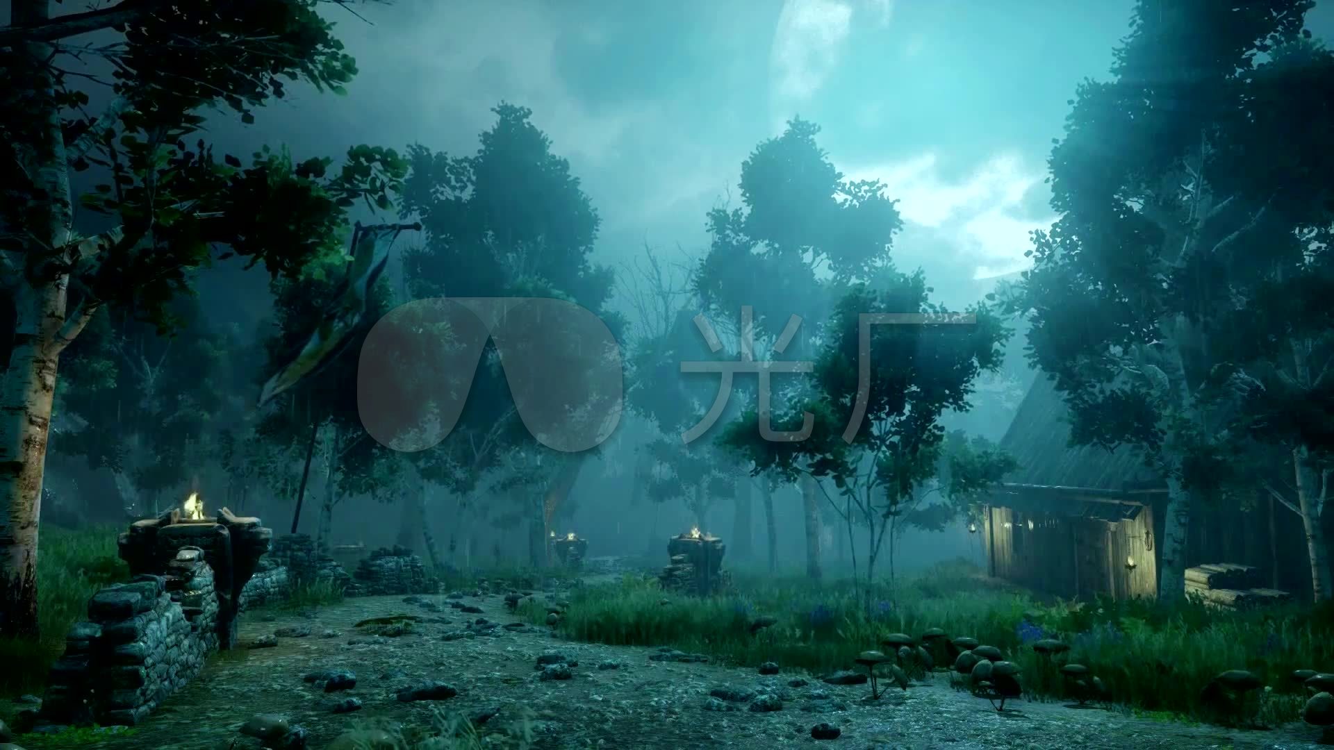 魔幻森林,恐怖阴森树林,狂风暴雨,树林
