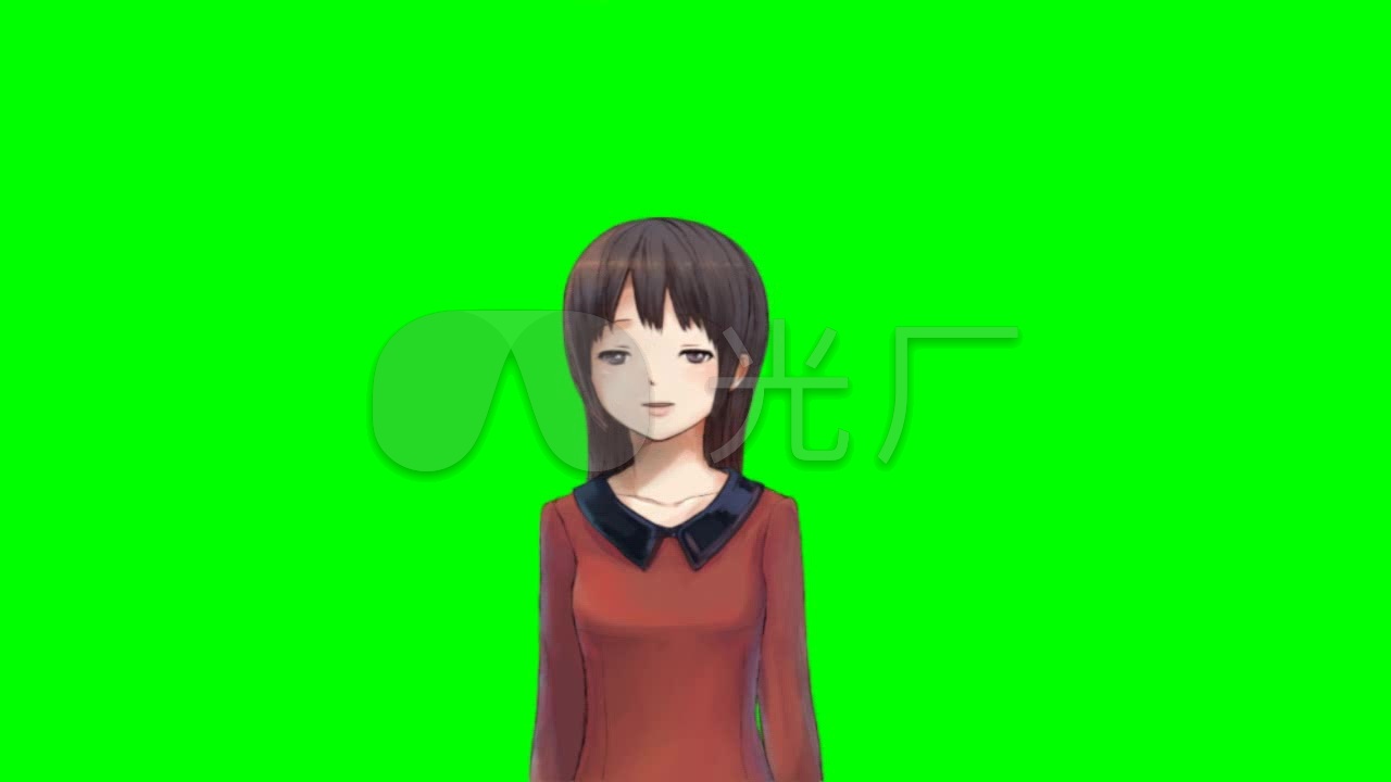 日本动漫少女绿幕绿屏抠像素材02