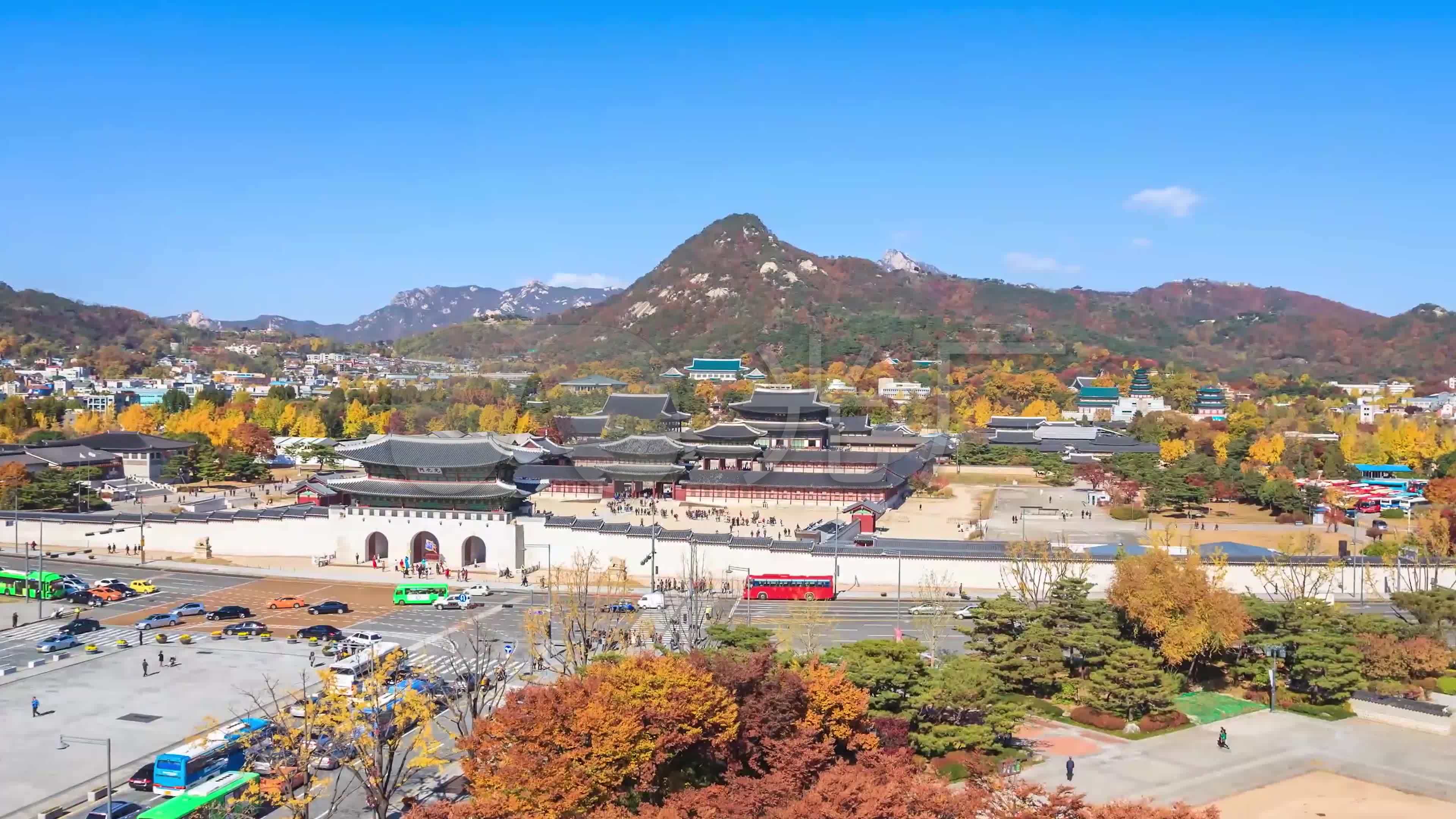 古建筑韩国风光韩国延时拍摄4k
