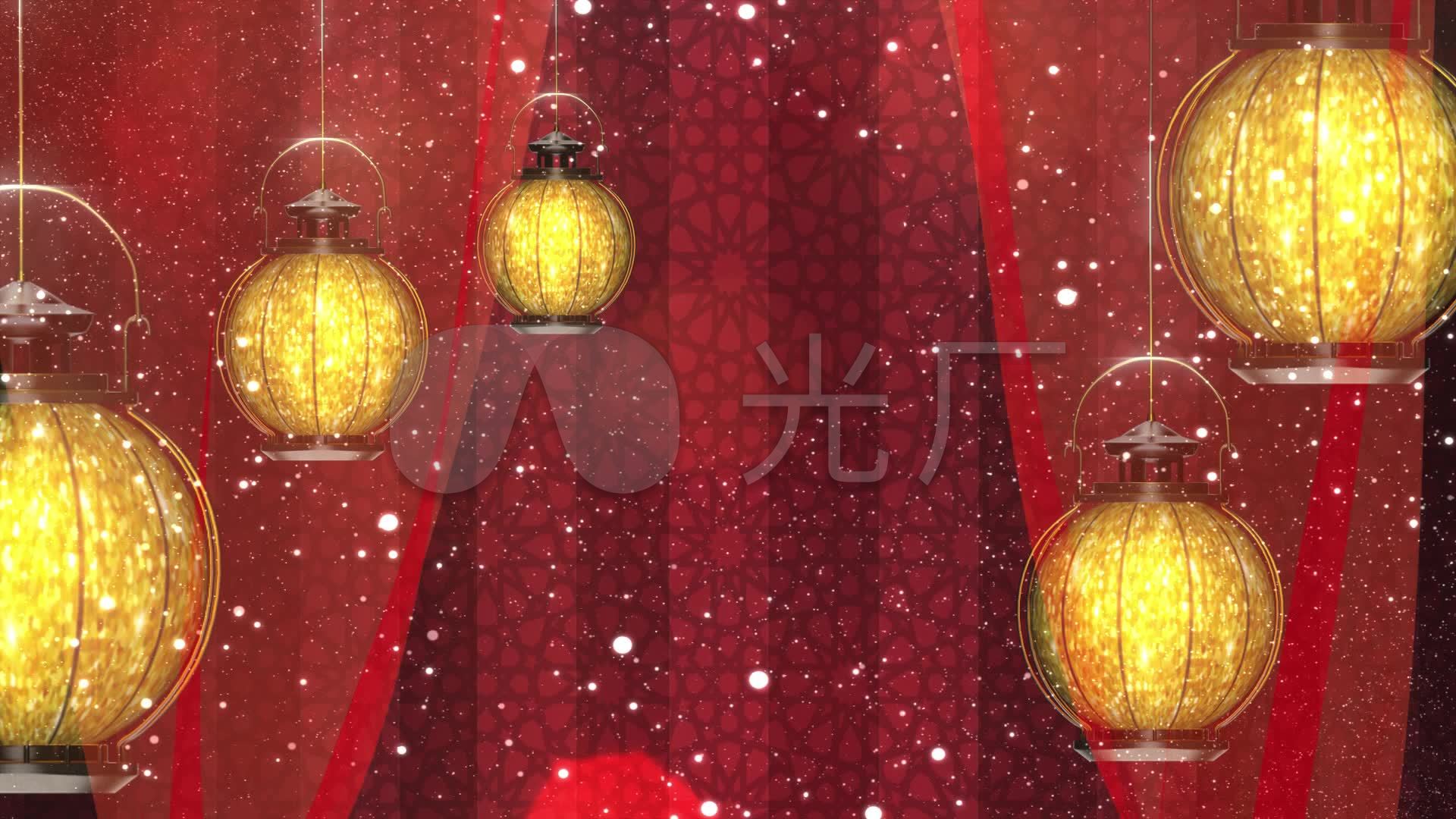 古代宫廷风黄灯笼红帘幕唯美戏曲舞蹈背景