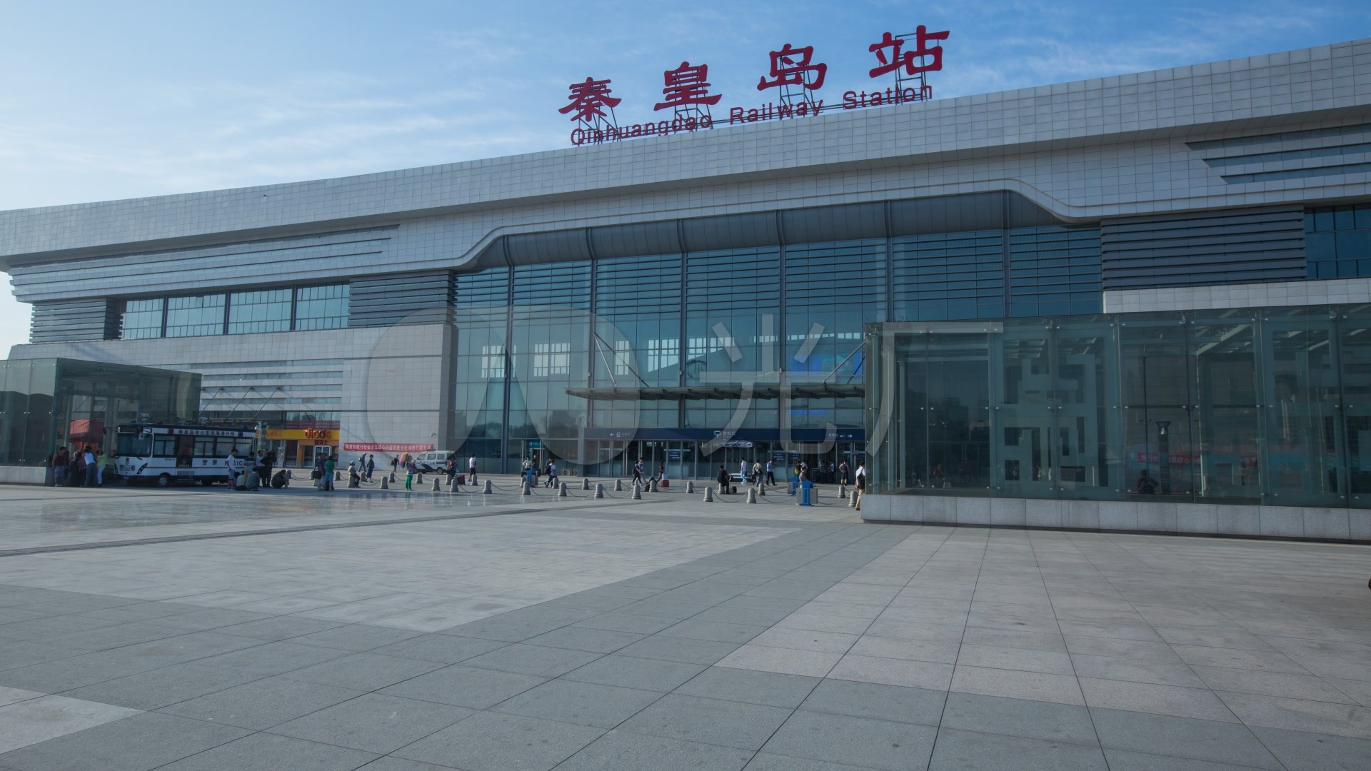 秦皇岛火车站建筑人群延时摄影