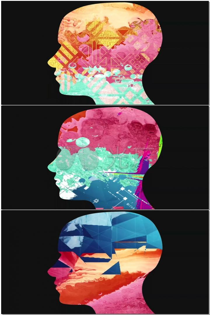 剪影蒙太奇人物头像