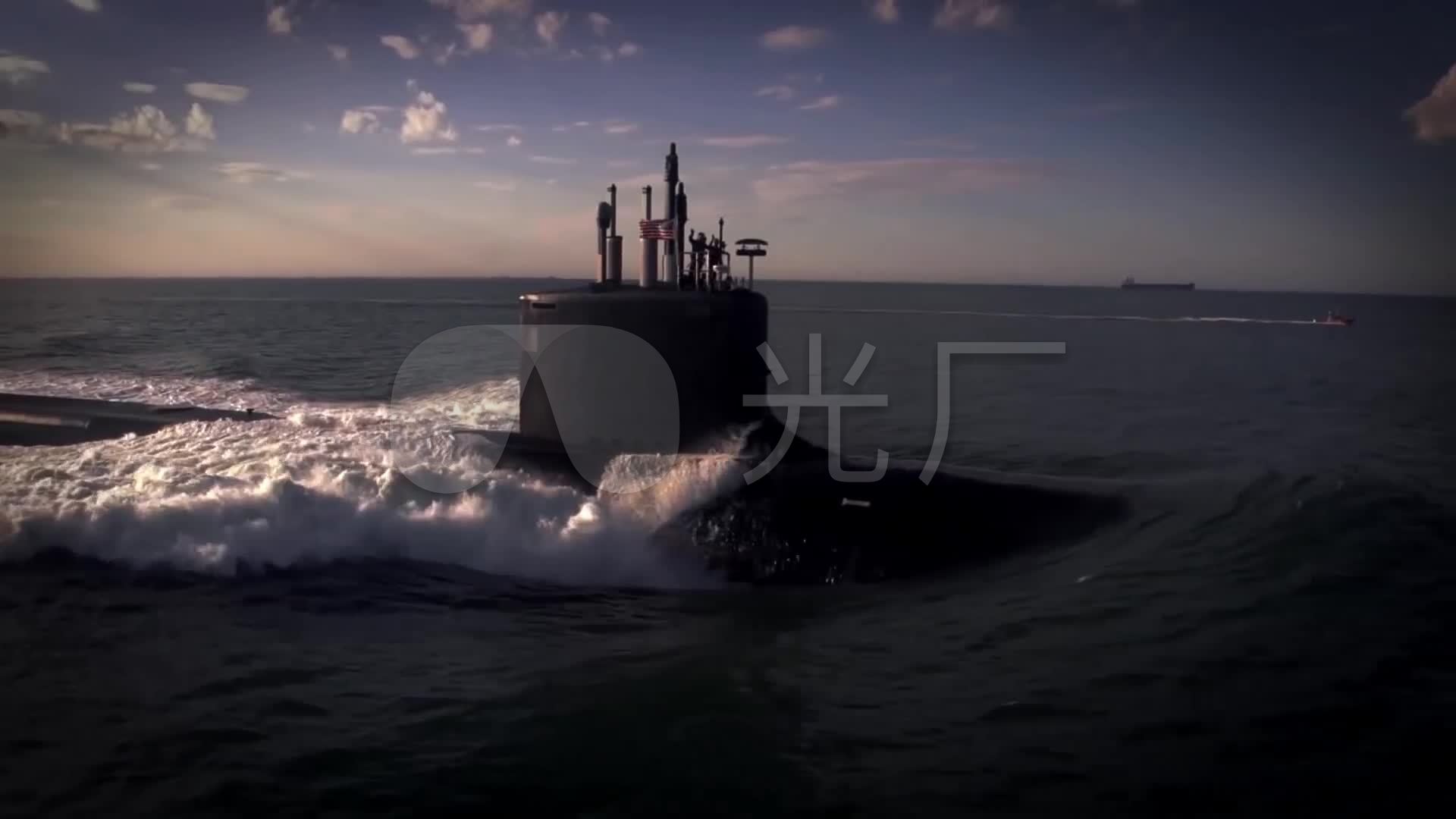 海上大型潜水艇航行_1920x1080_高清视频素材下载(:)