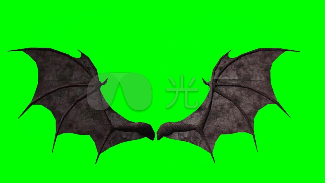 恶魔翅膀绿屏抠图合成素材