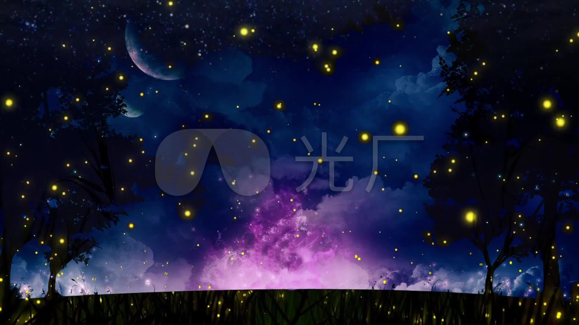 唯美梦幻月夜粒子仙境