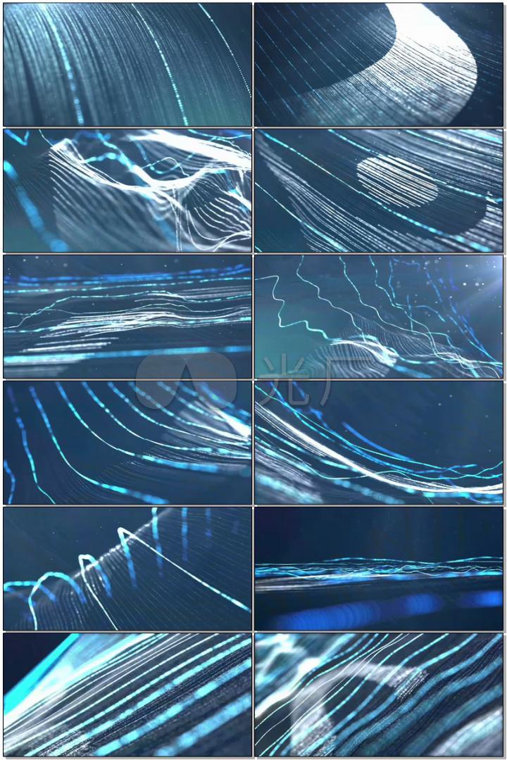 粒子线条波浪钢琴水声水波琴弦音频声波蓝色电波海洋水分子水珠水滴