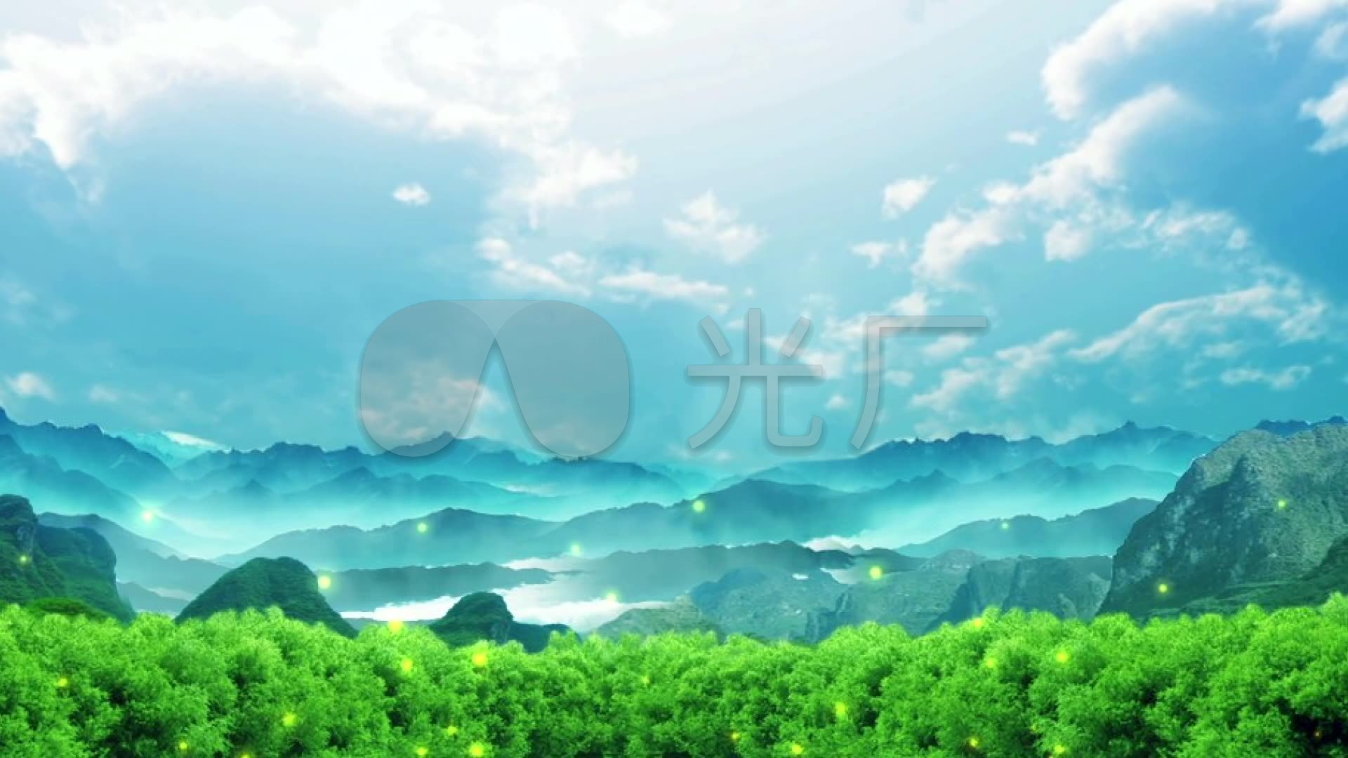 唯美青山绿树世外桃源_1920x1080_高清视频素材下载