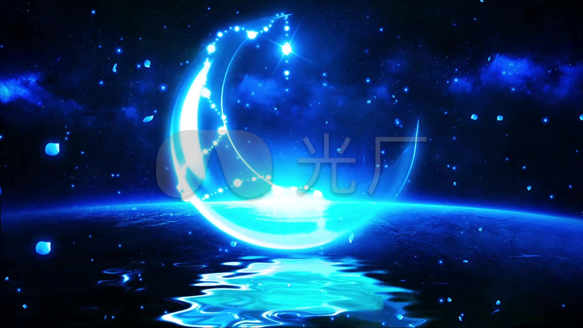 蓝色星空壁纸 1080,蓝色星空壁纸 竖屏 震撼唯美蓝色星空月亮粒子舞台视频素材_1920x1080