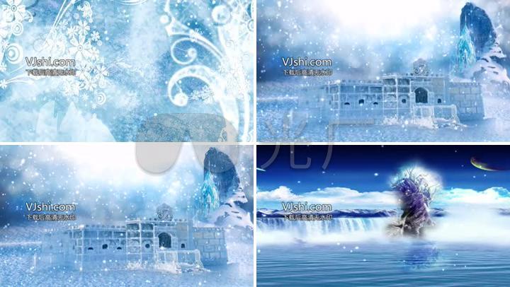 冰雪宫殿童话世界卡通动漫节目背景卡通动漫浪漫梦幻童话可爱唯美led