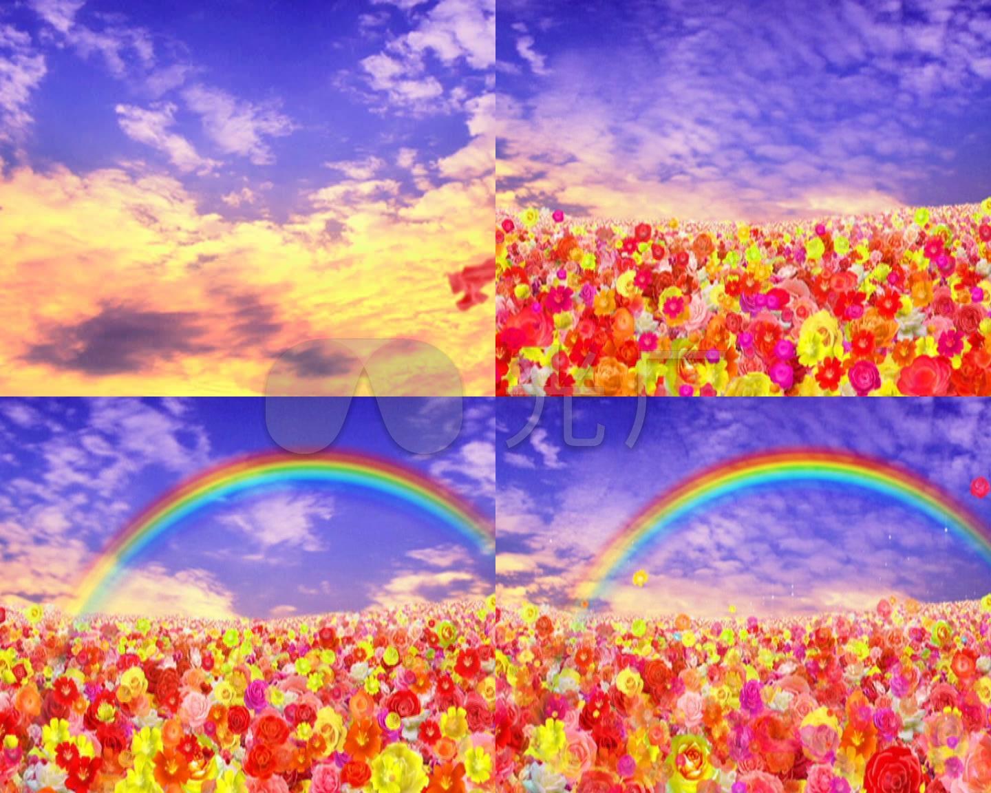 蓝天花朵彩虹素材