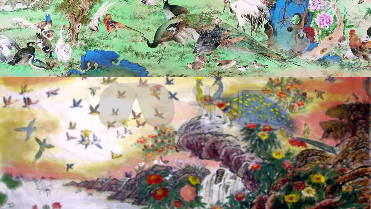 中国画《百鸟朝凤》图