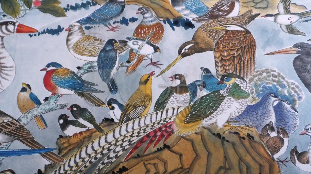 中国画《百鸟朝凤》图