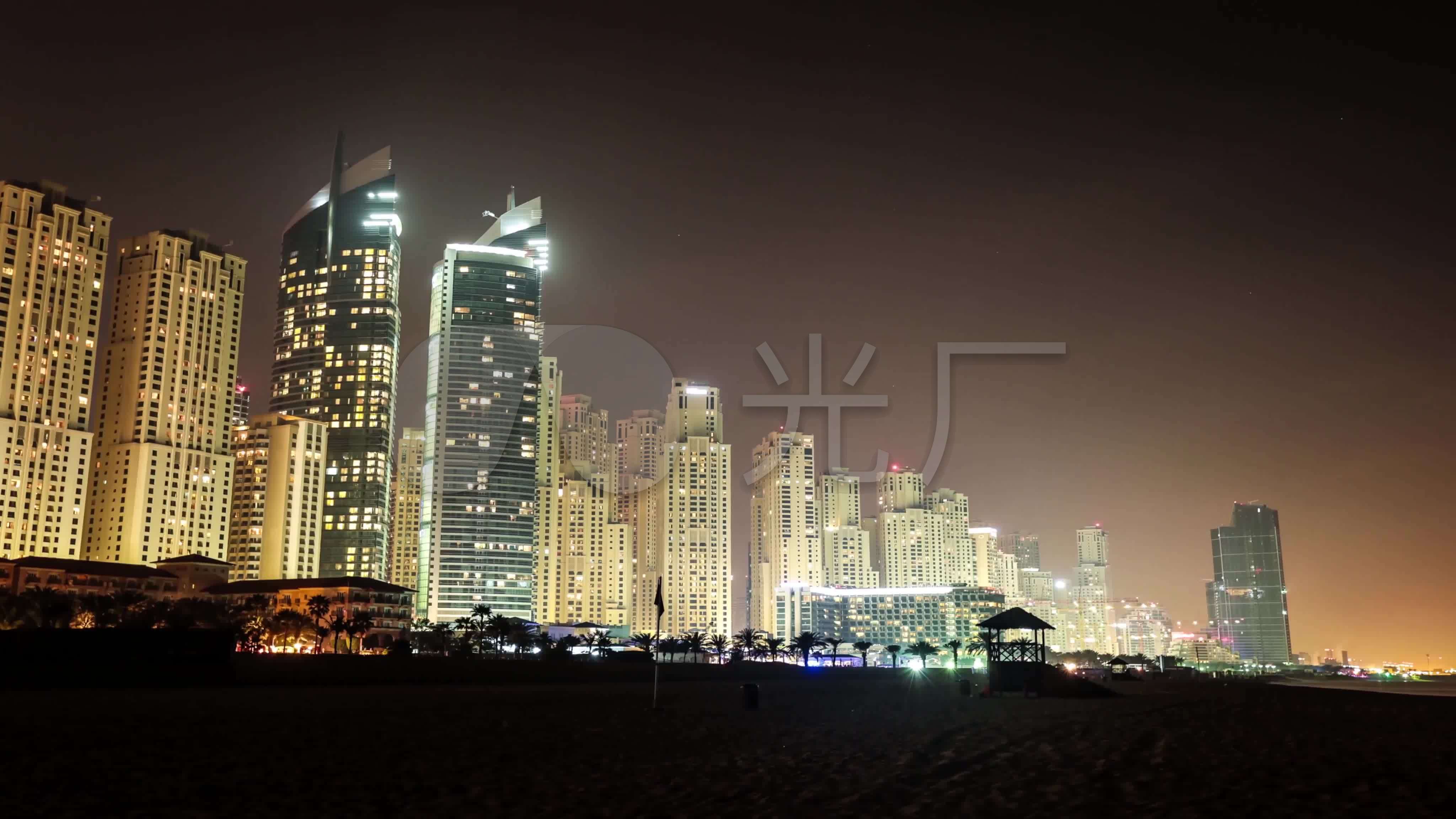 迪拜4k美景夜景建筑城市实拍素材_40962304_高清素材