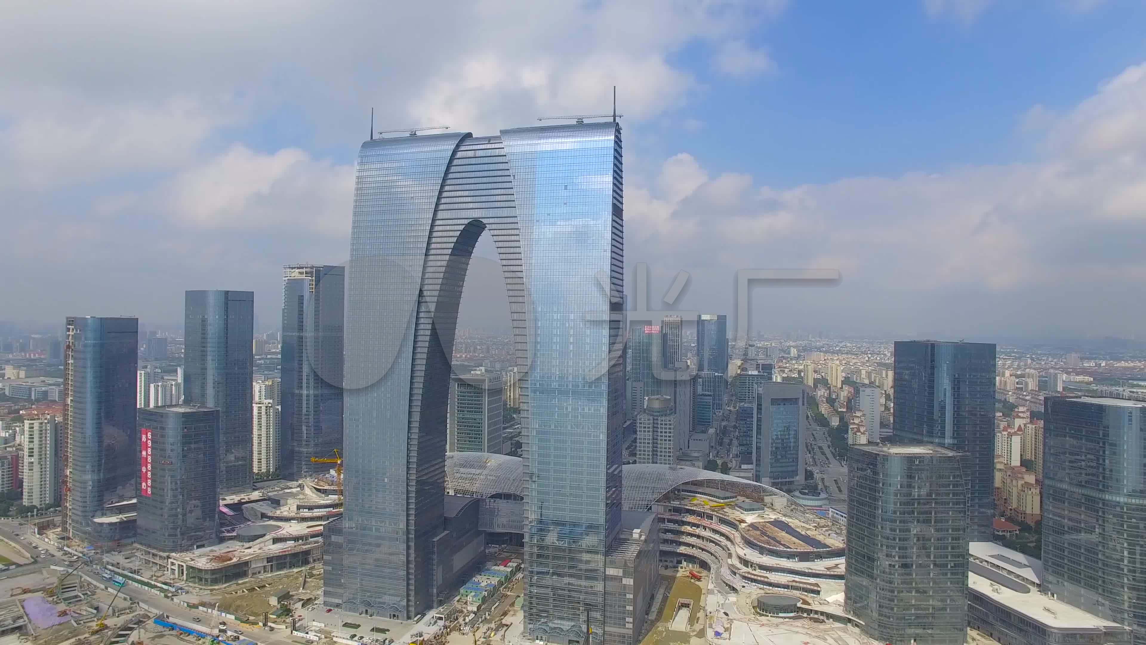 东方之门特写 苏州建筑航拍 4k