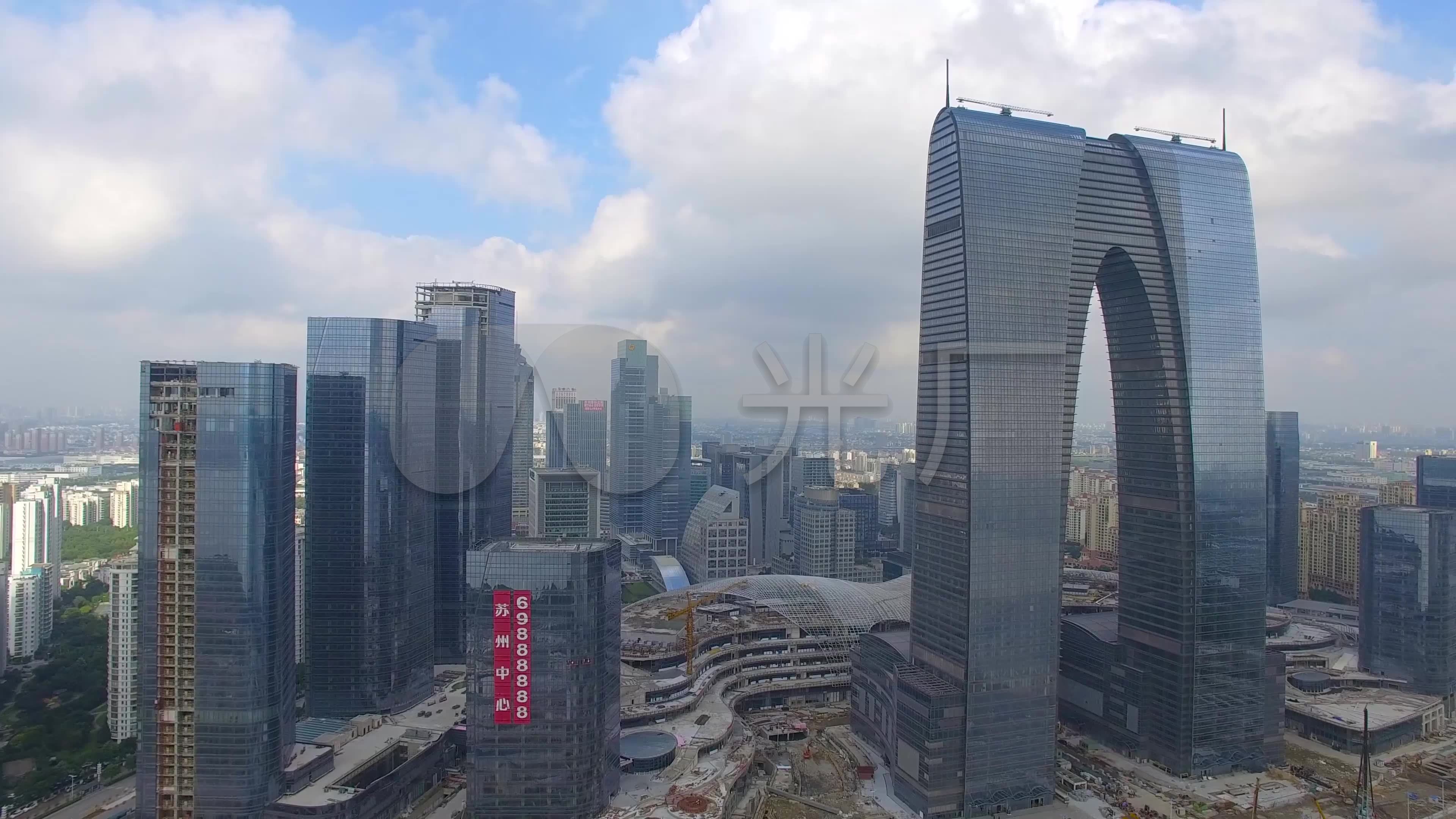 苏州中心大气城市建筑航拍4k