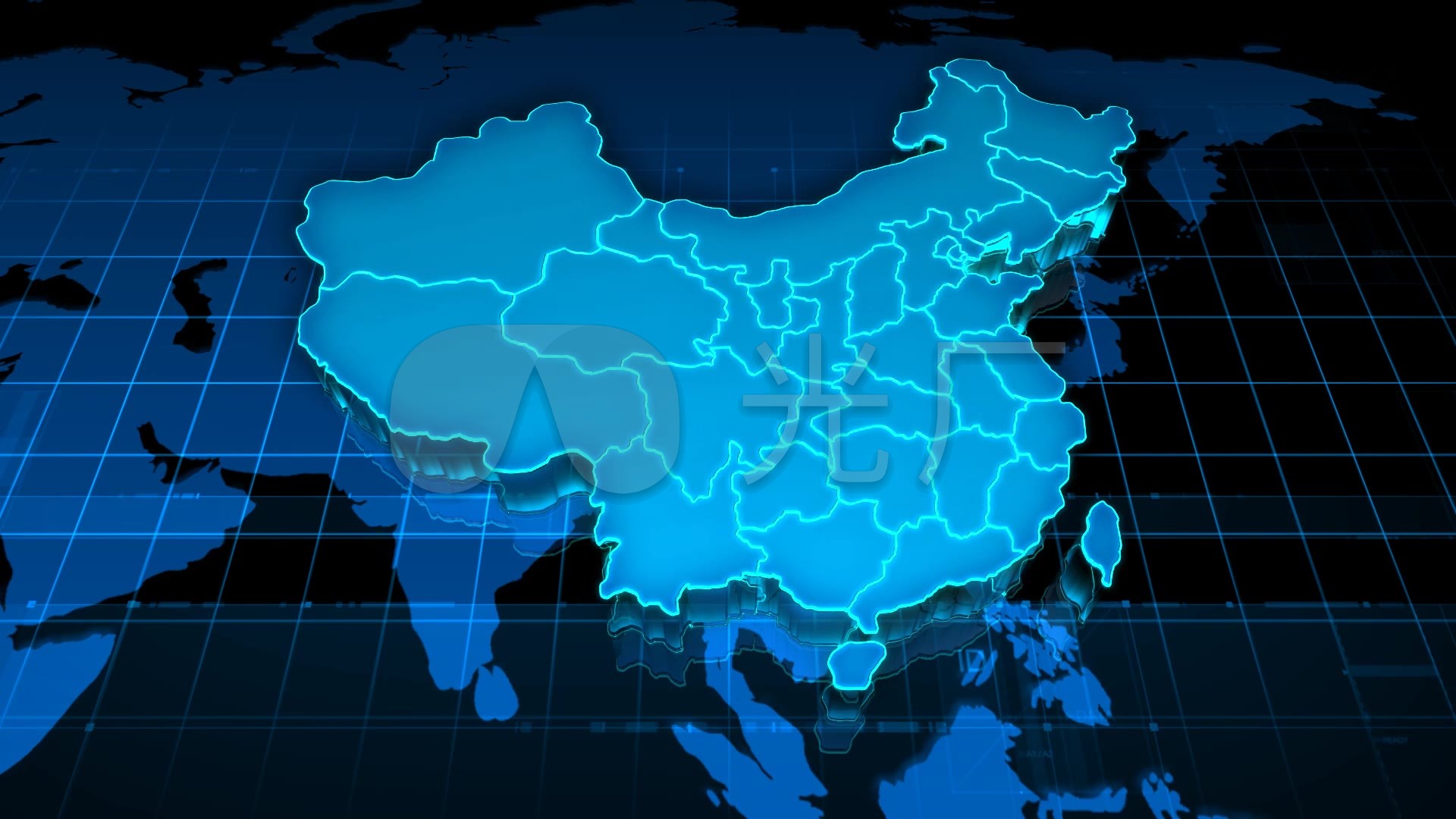 三维北京向四周扩散中国地图视频素材_1920x1080_高清
