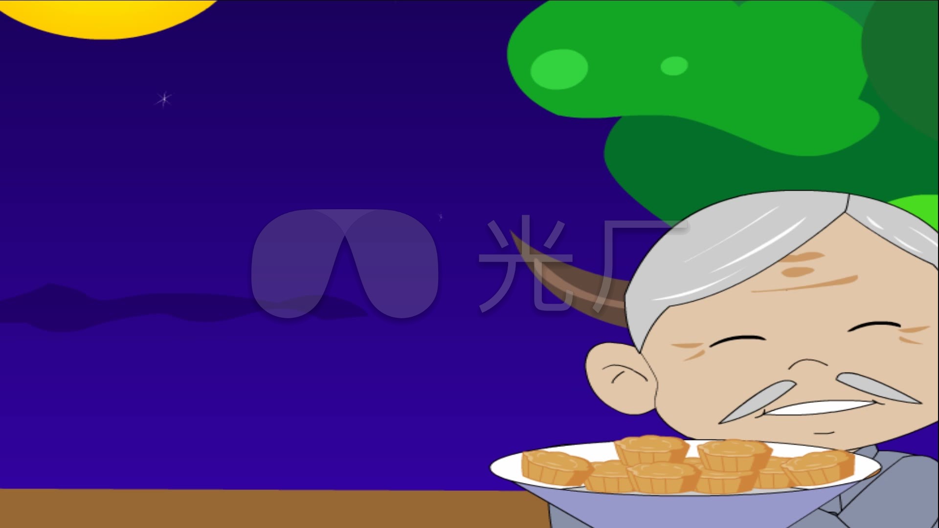 爷爷为我打月饼 卡通配乐成品led视频