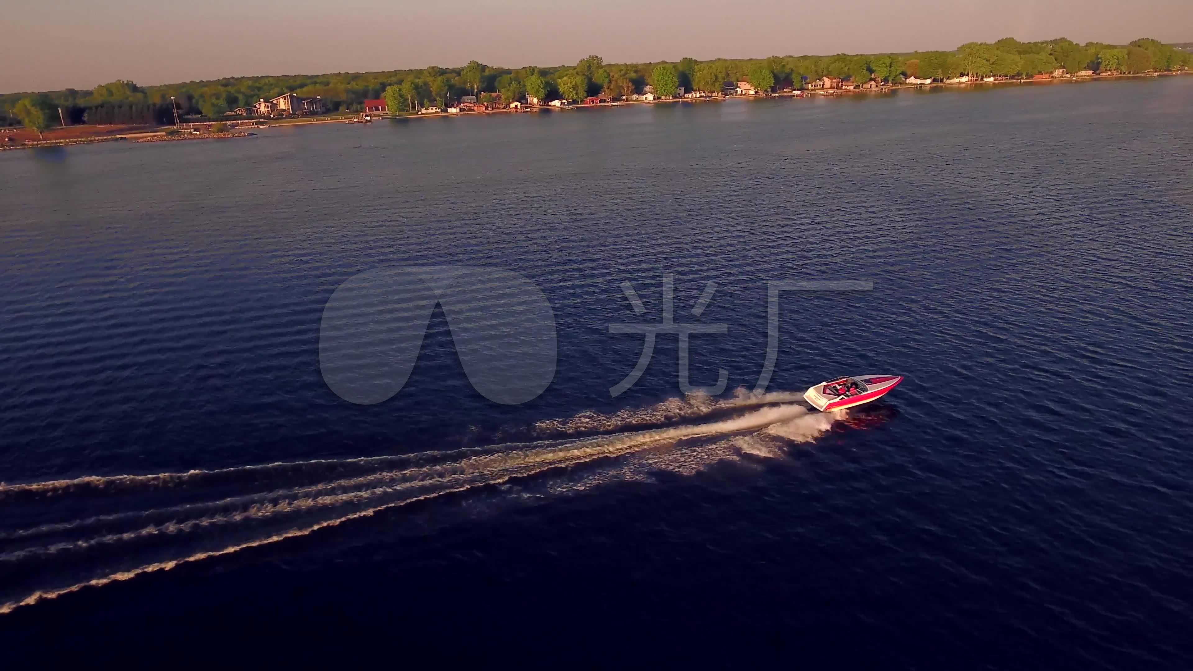 4k湖面小船航行