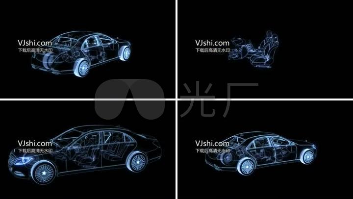 科技线框汽车三维动画实用素材    大气车