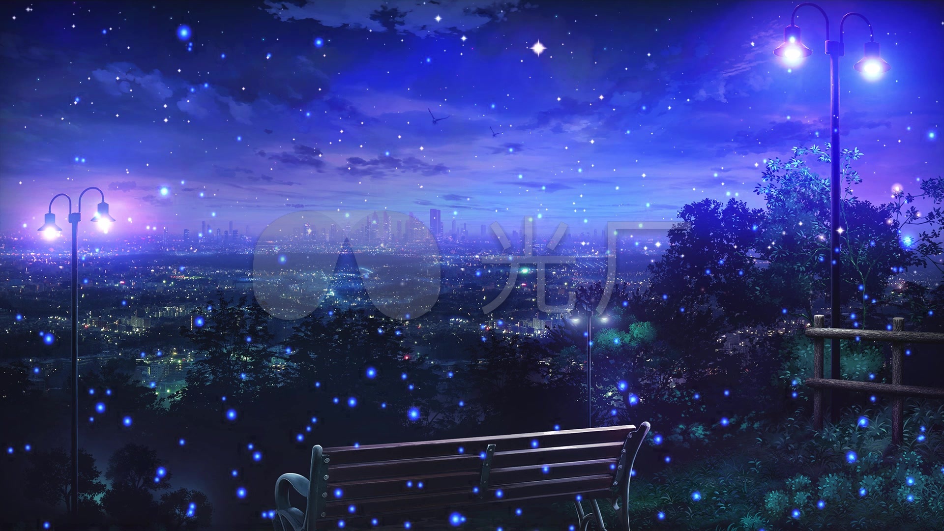 梦幻星空城市夜景_1920x1080_高清视频素材下载(编号