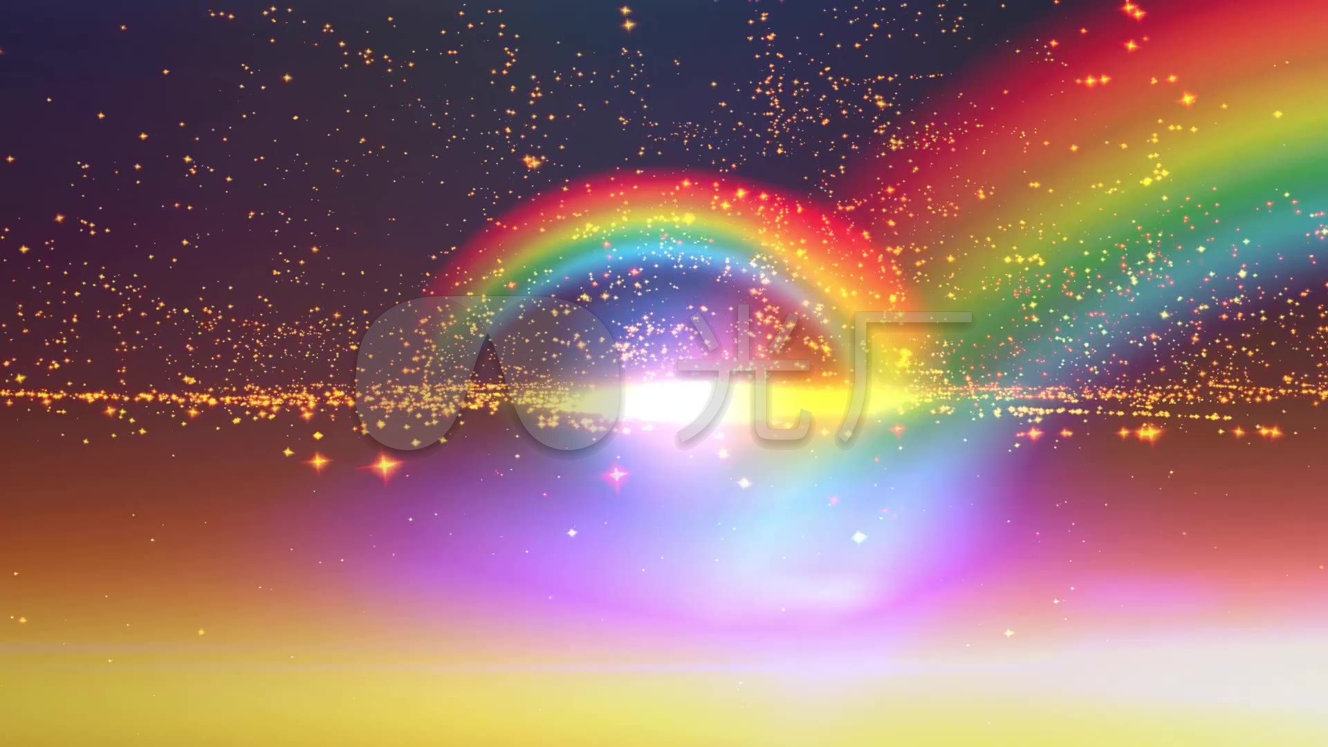 金黄色粒子彩虹梦幻背景