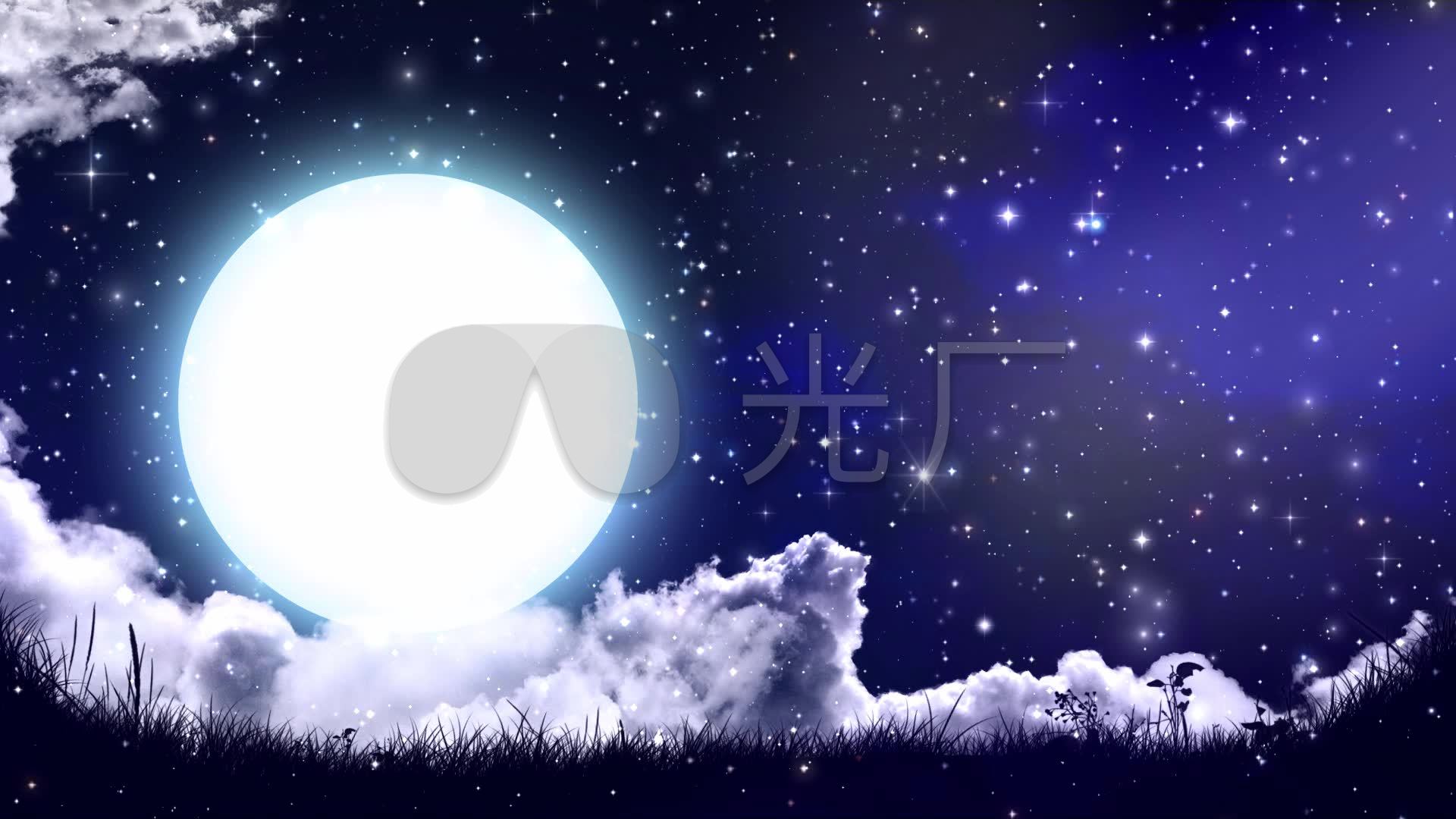 蓝色星空月亮_1920x1080_高清视频素材下载(编号:)