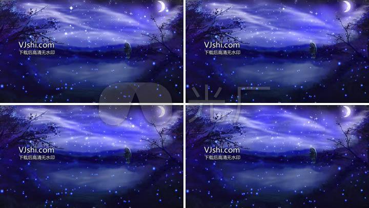 梦幻萤火虫夜景背景视频
