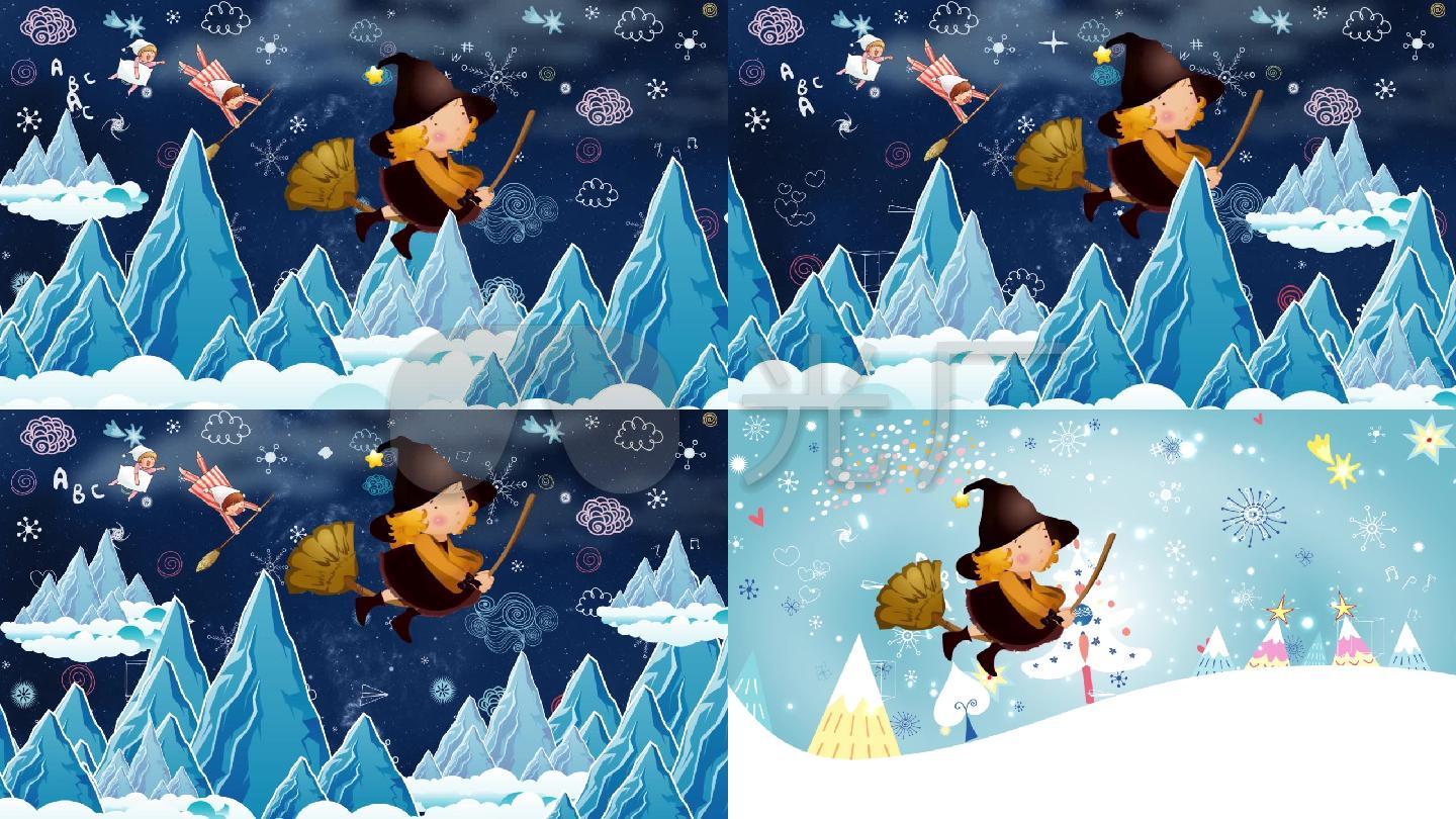 卡通魔法校园儿童节歌曲舞蹈晚会舞台背景总