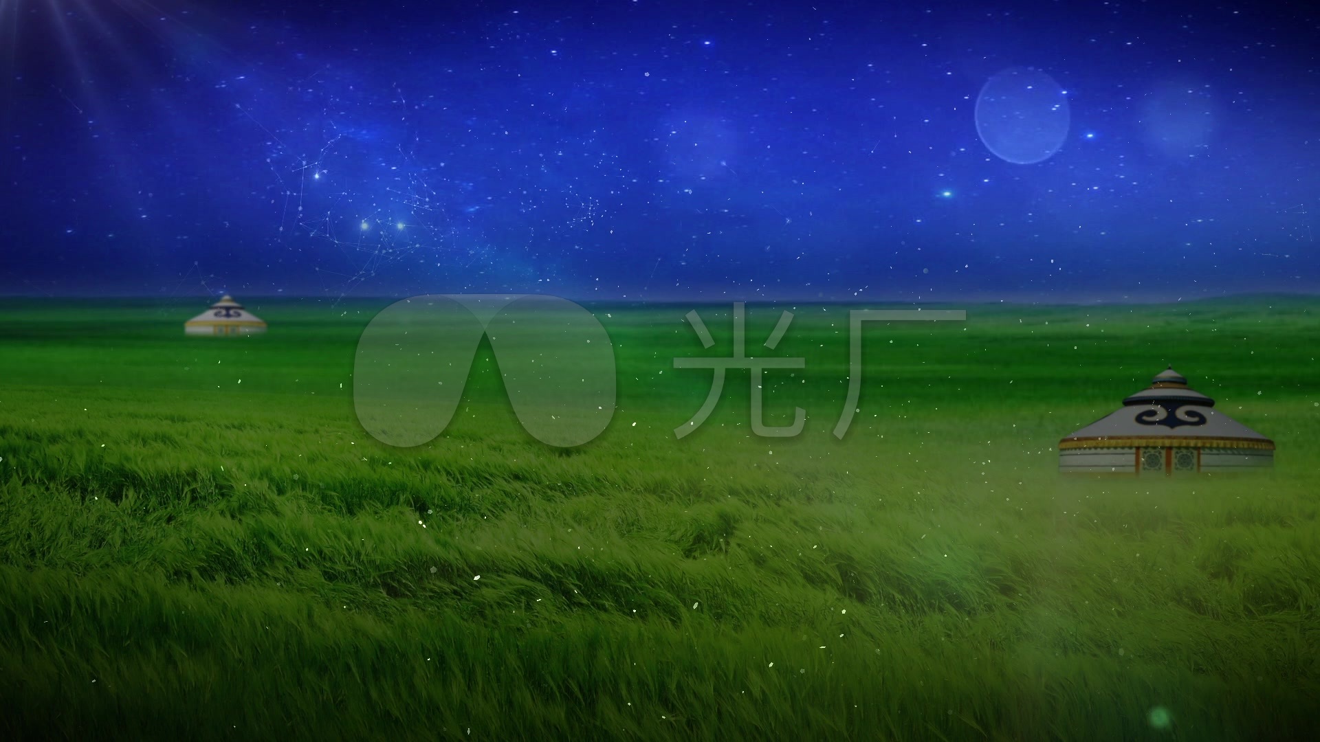 草原 草原月夜星光 蒙古包