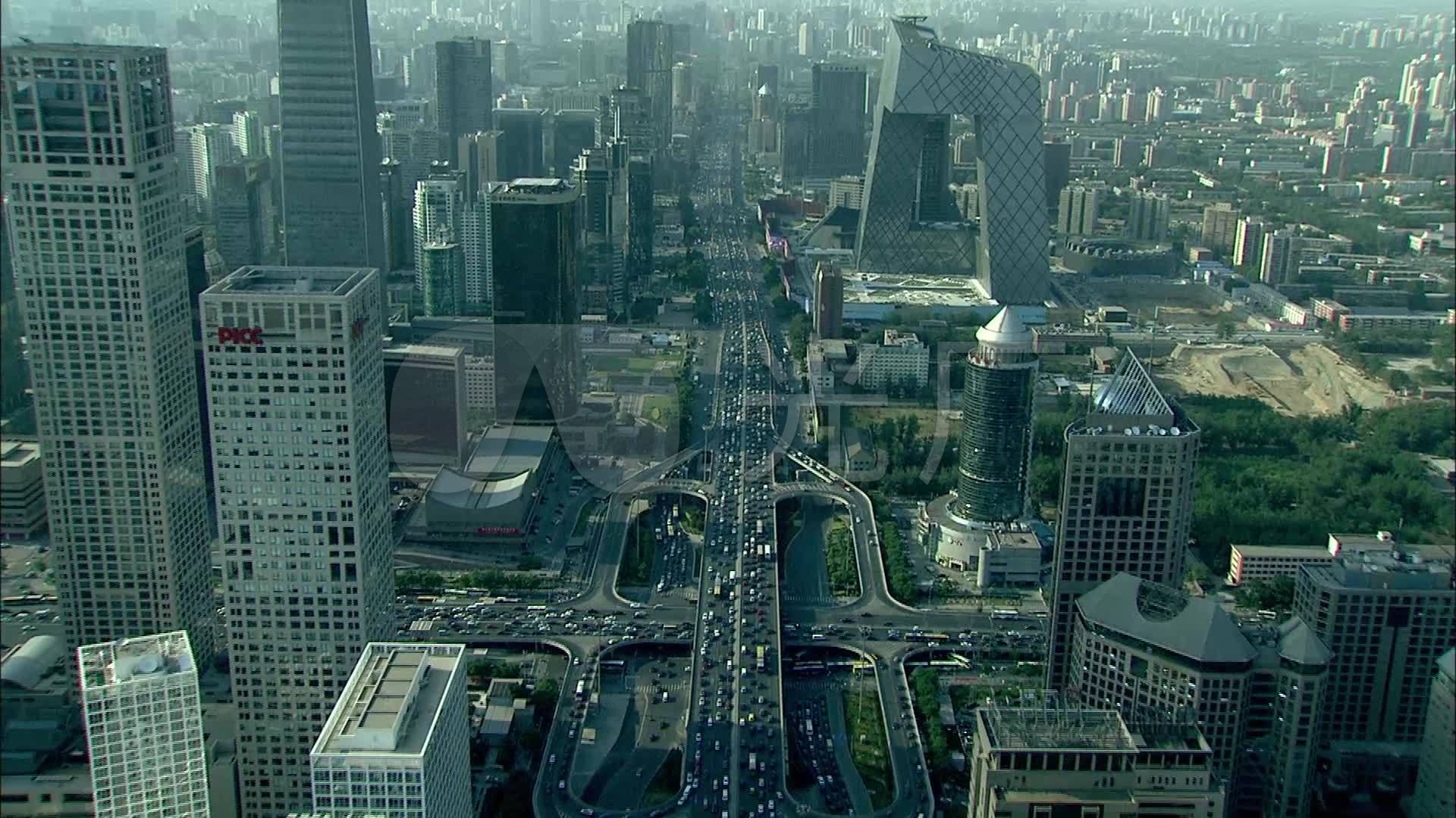 航拍北京国贸桥建筑街景北京闹市区全景
