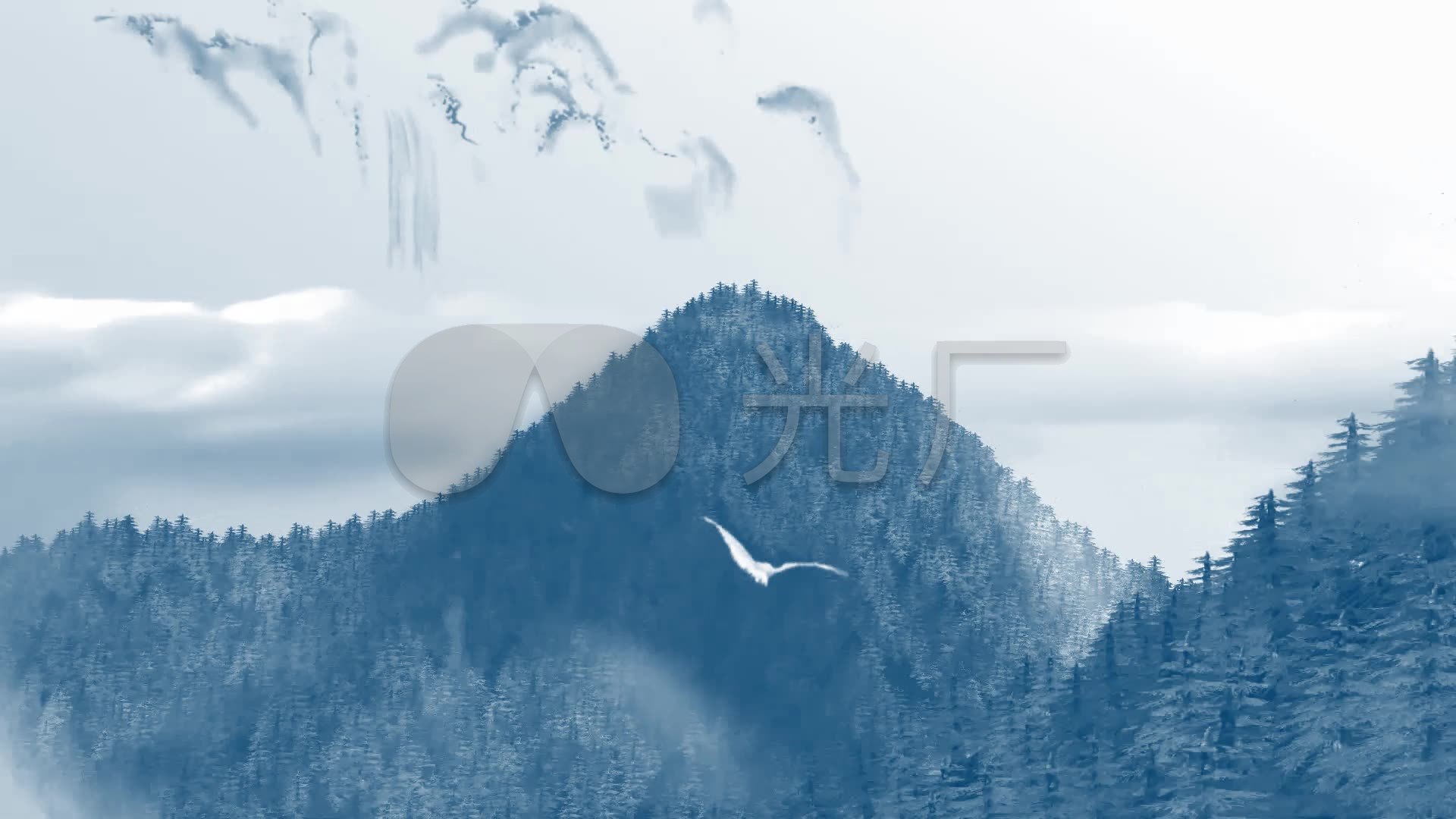 水墨片头led唯美意境水墨山水中国风视频_1920x1080_高清视频素材下载
