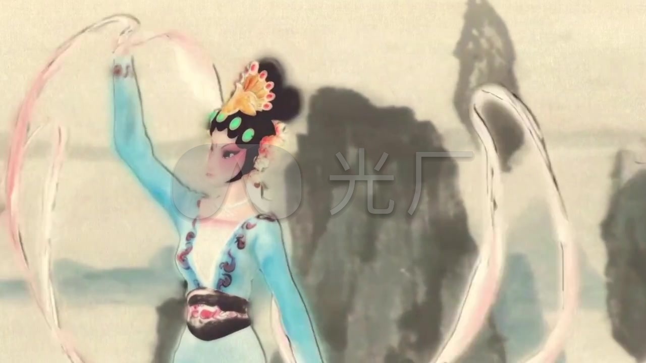 卡通动画水墨戏曲京剧天女散花_1280x720_高清视频(:)