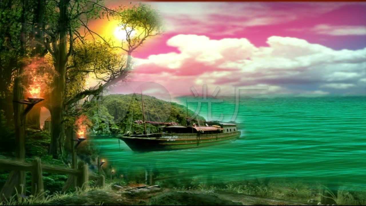 唯美山水风景素材绿色海水梦幻风景视频