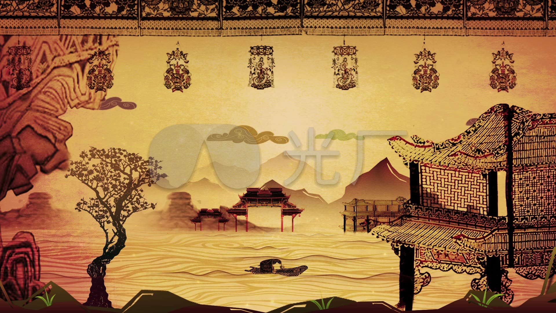 1920x1080中国风古典,中国风古典 中国风古典乡村皮影风格高清背景视频_1920x1080_高清