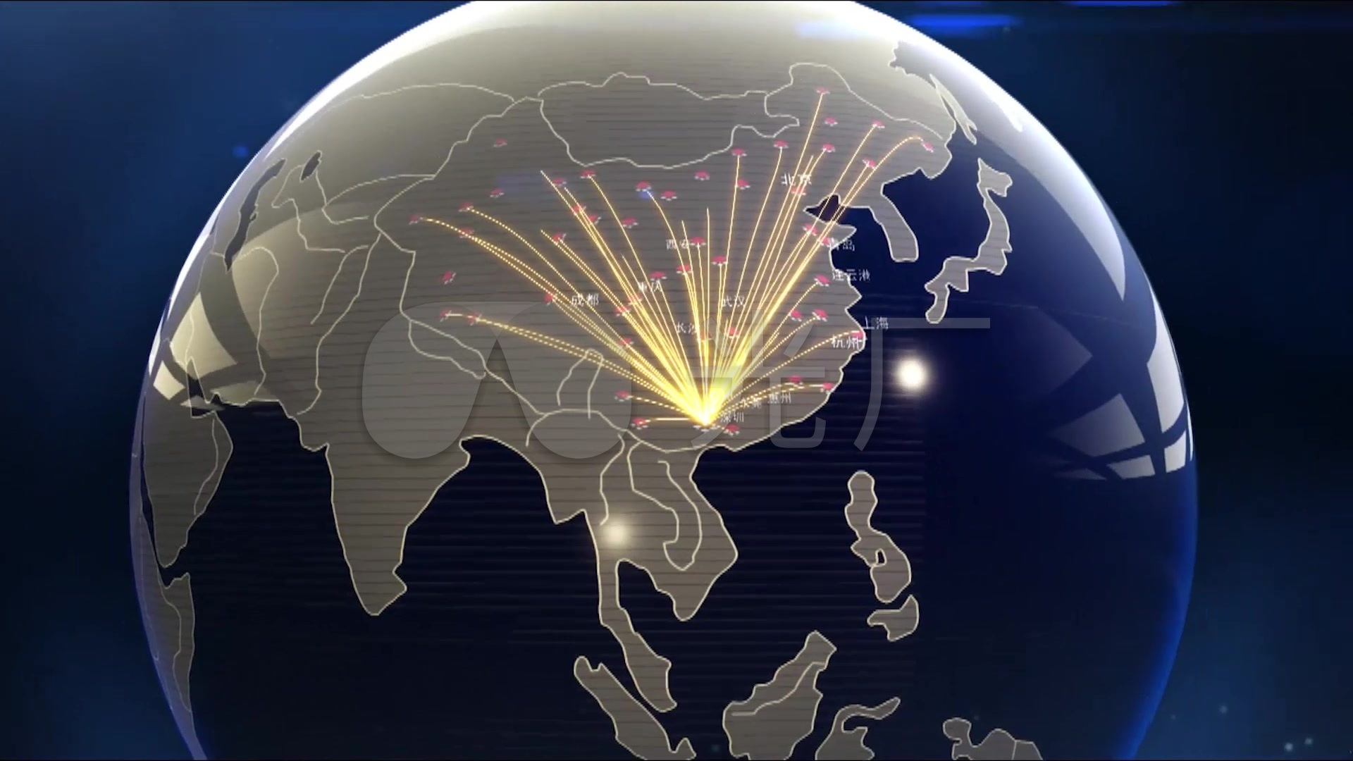 地球 中国地图 辐射全国 线