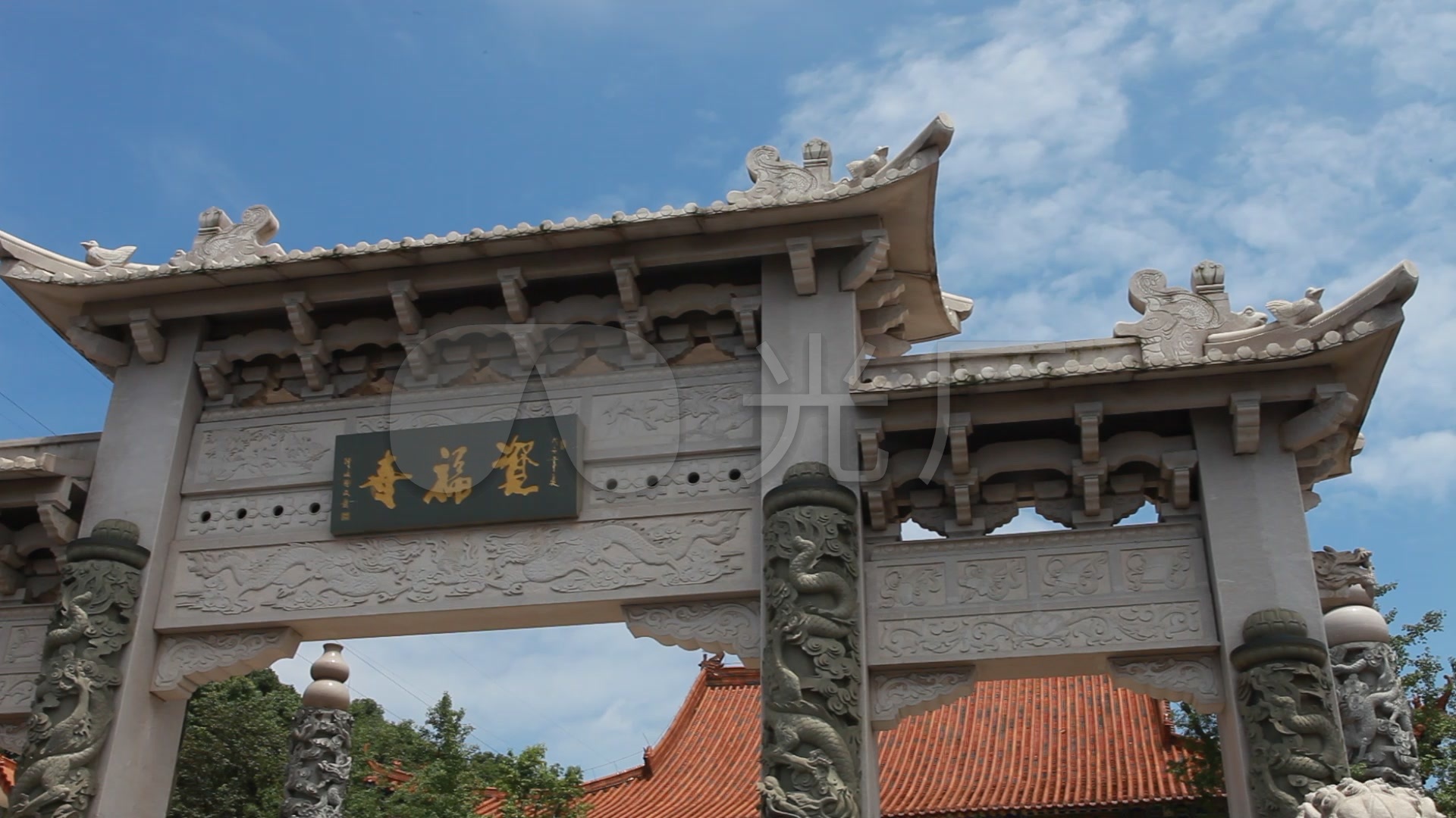 资福寺 街景 公园 寺庙高清视频素材