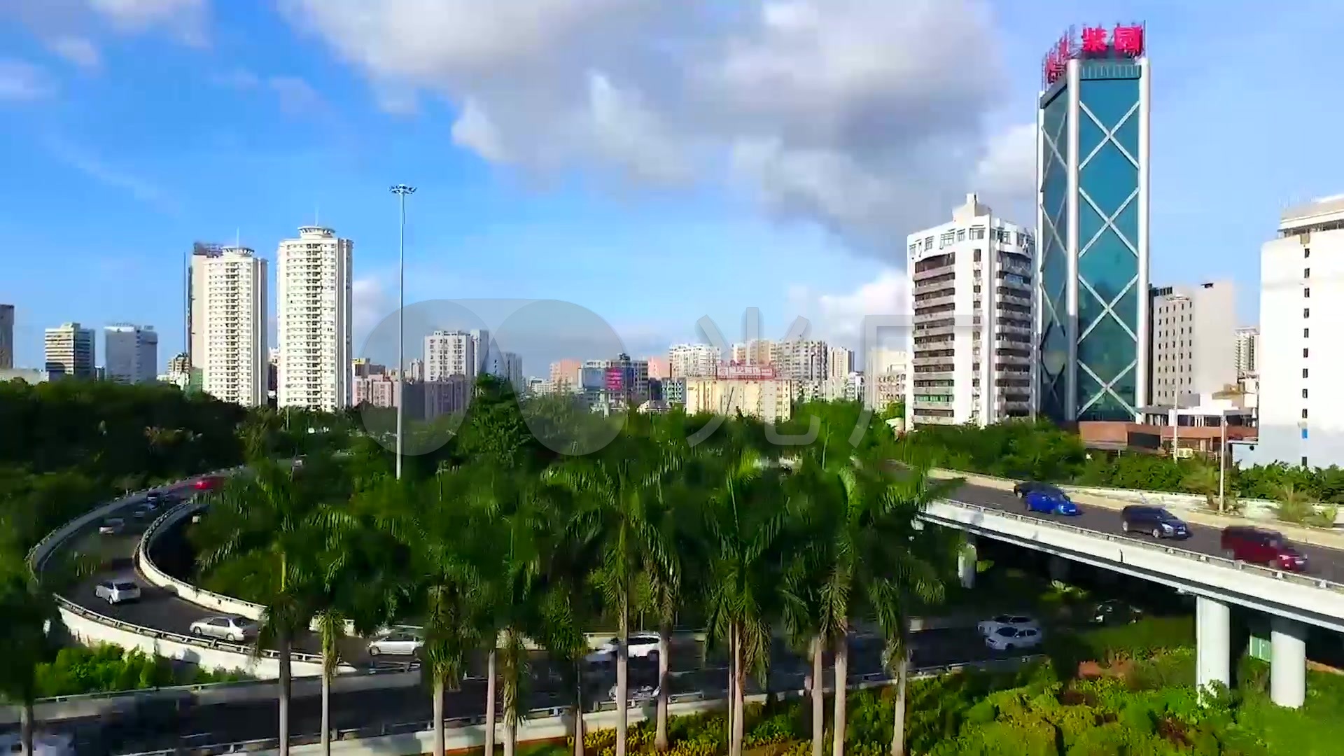 航拍海口城市人文风景_1920x1080_高清视频素材下载(编号:738329)