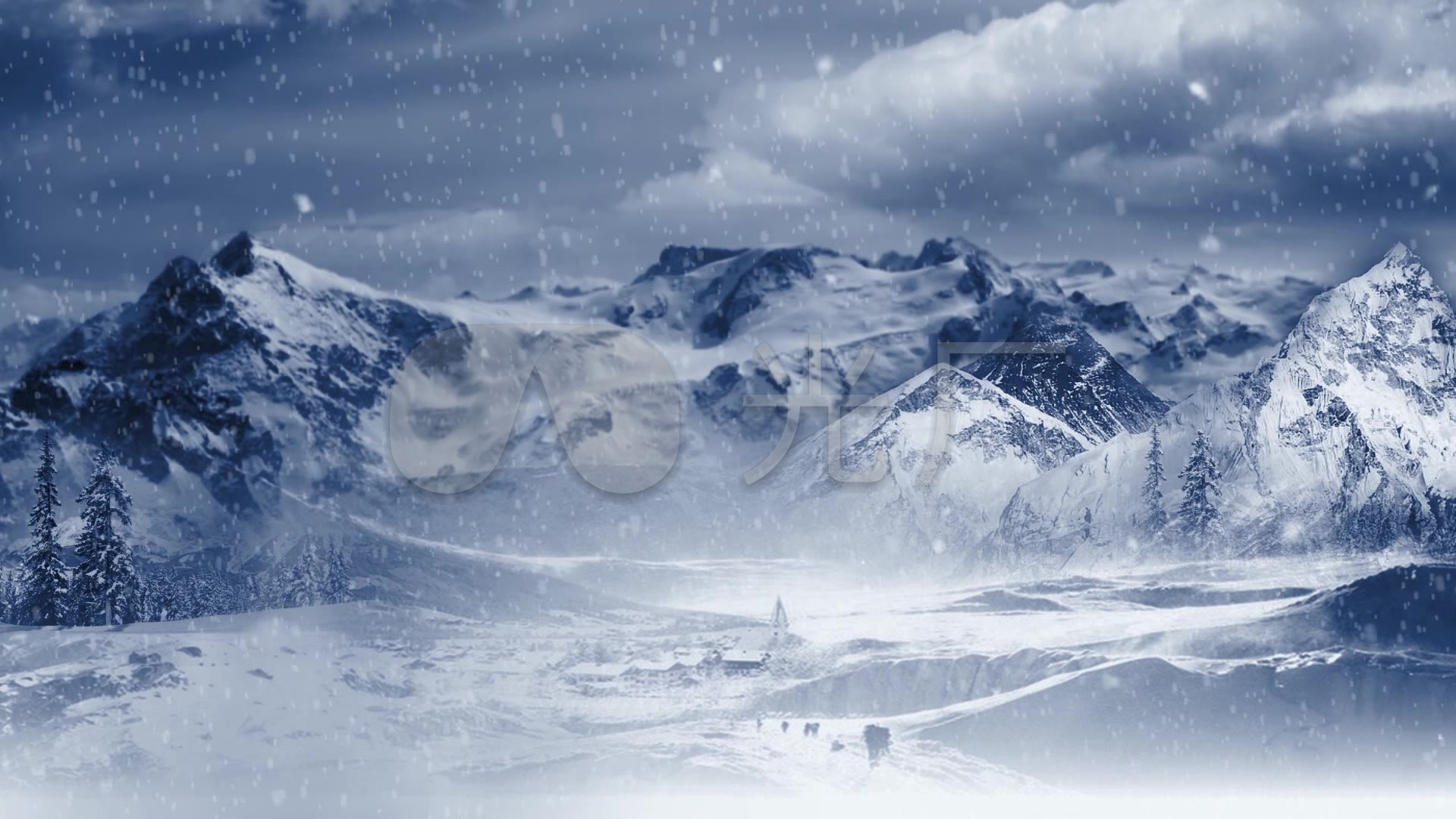 冬季 雪山 下雪