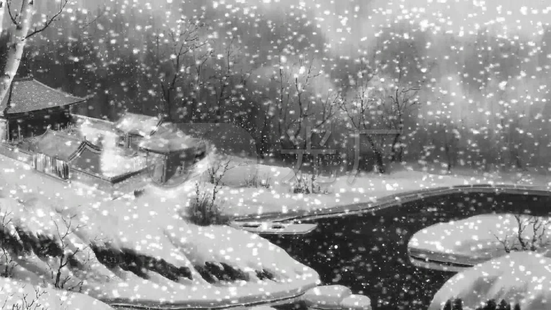 雪地寒庙下雪冬天雪花飘冬季寒冷