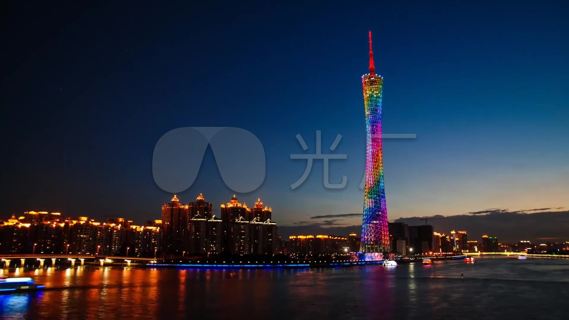 夜景广州塔延时_1920x1080_高清视频素材下载(编号:)