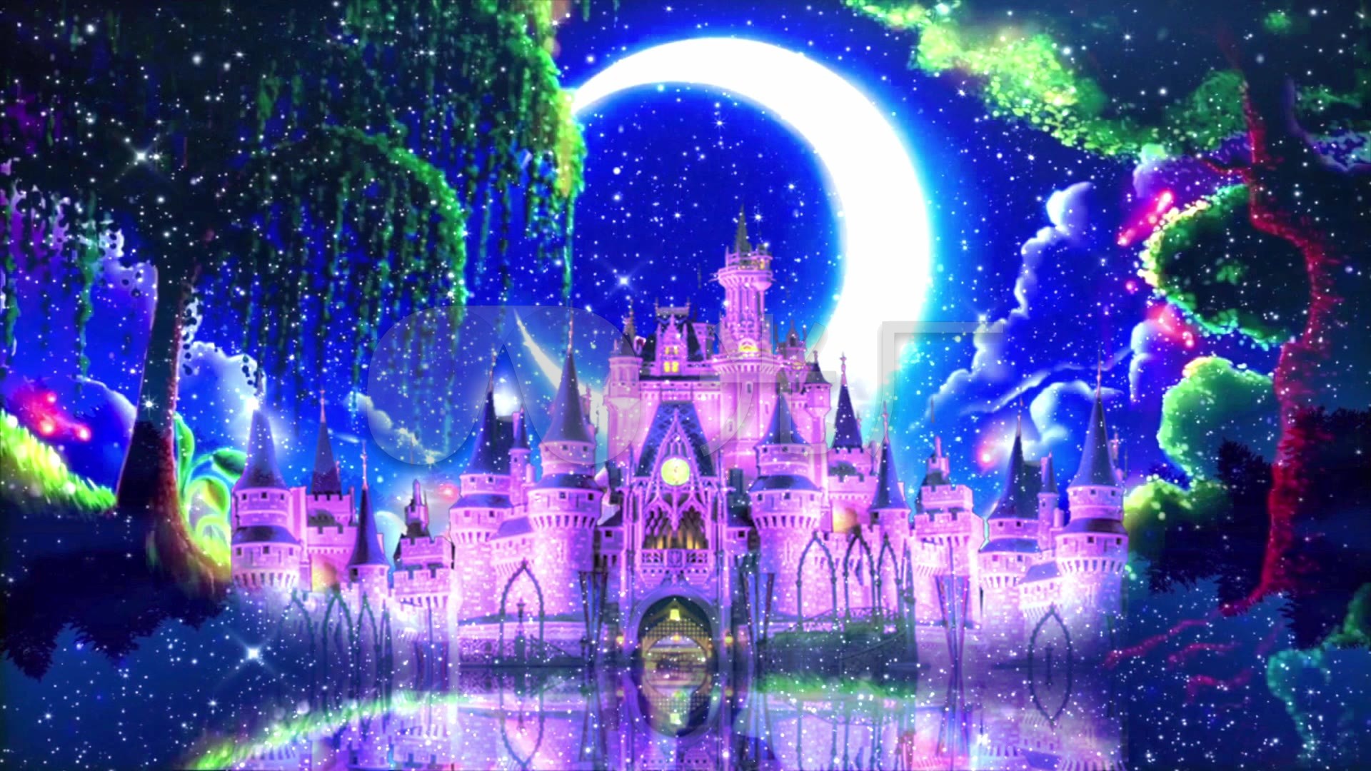 唯美梦幻星空城堡童话led舞台背景视频