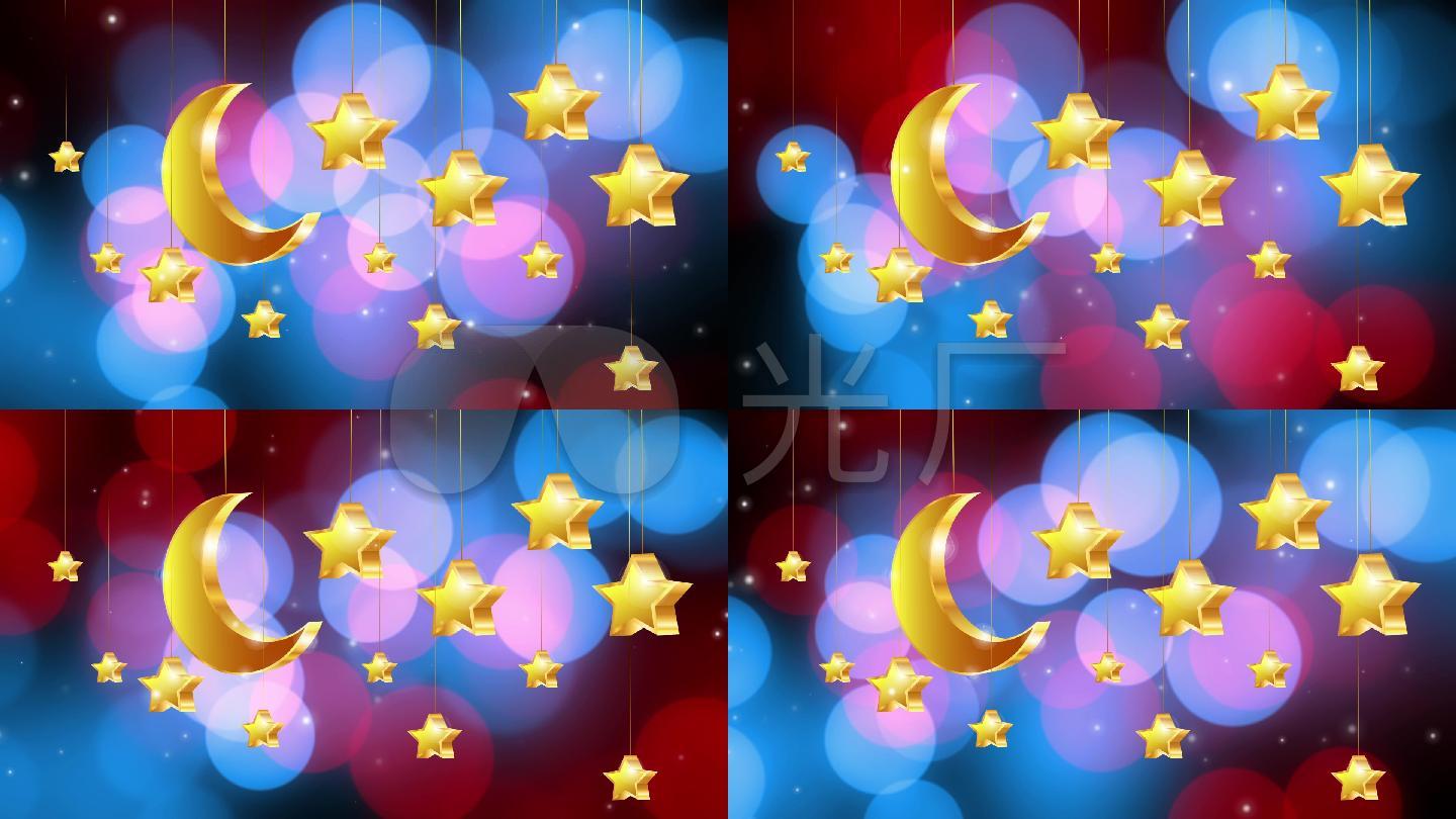 唯美光斑立体月亮星星舞台视频图片