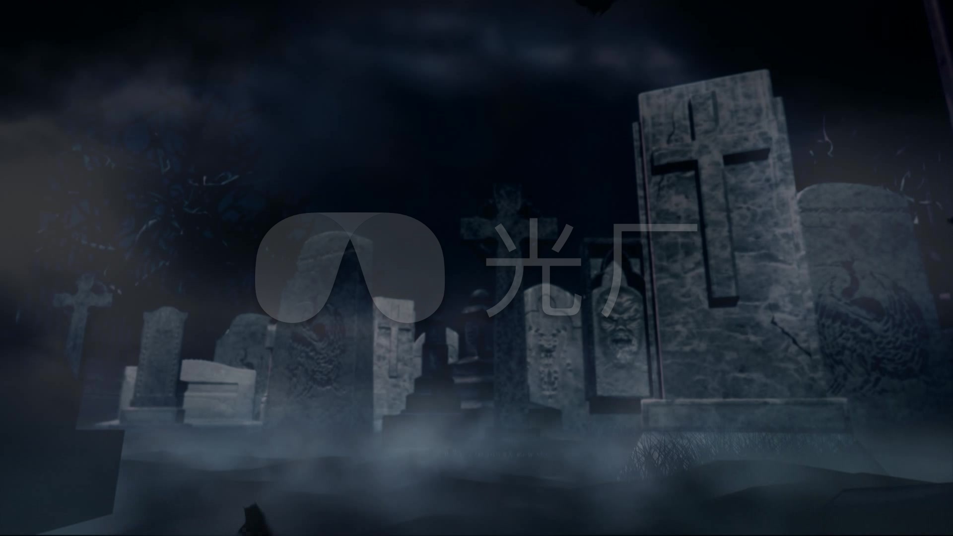 墓地蝙蝠闪电黑夜