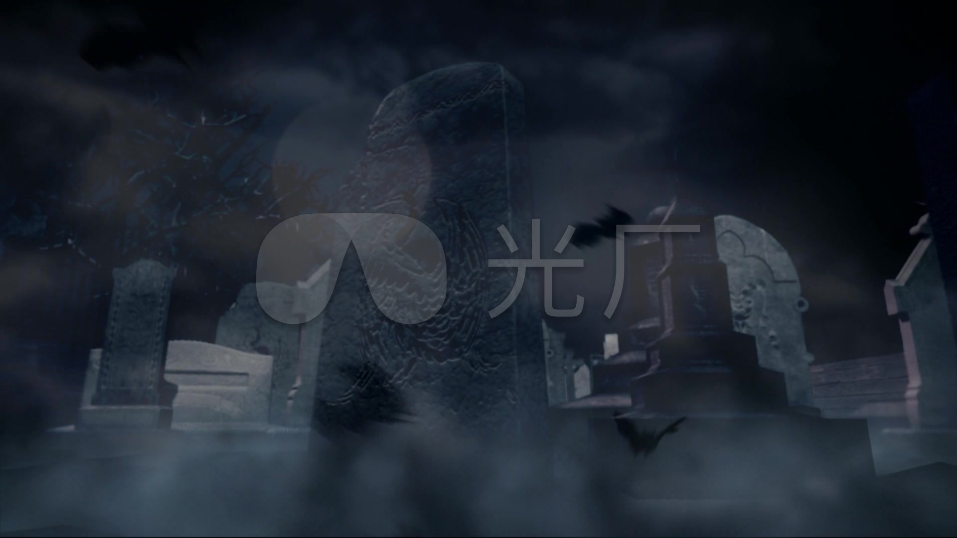 墓地蝙蝠闪电黑夜