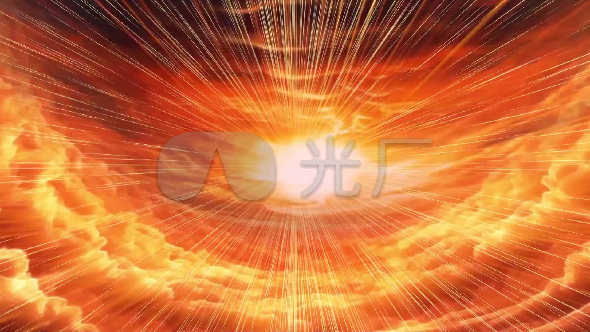 超赞彩云之上金光放射大屏背景