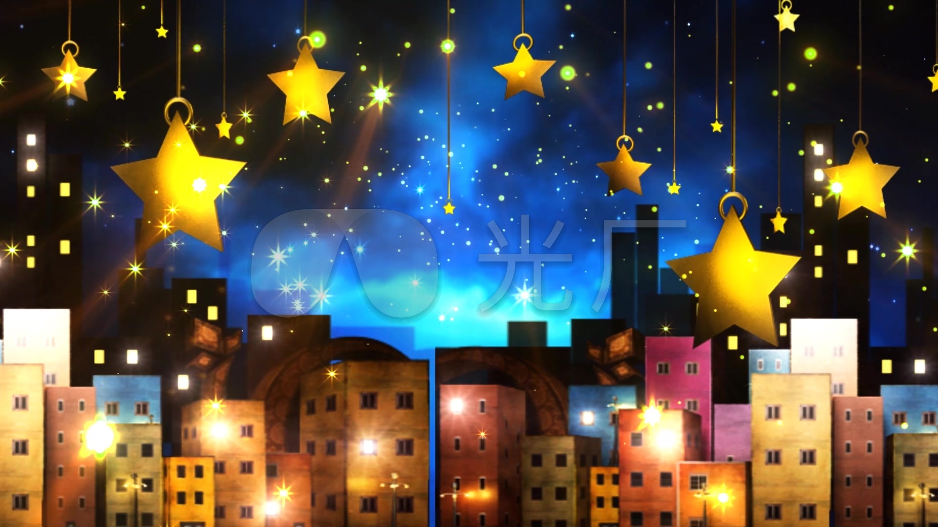 《夜空中最闪亮的星》卡通城市led视频