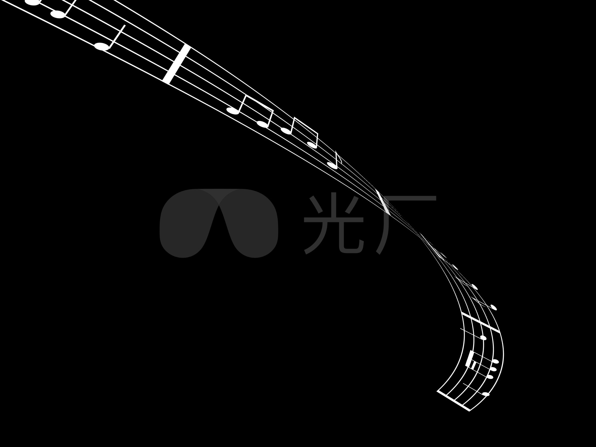五线谱音乐音符飘动4
