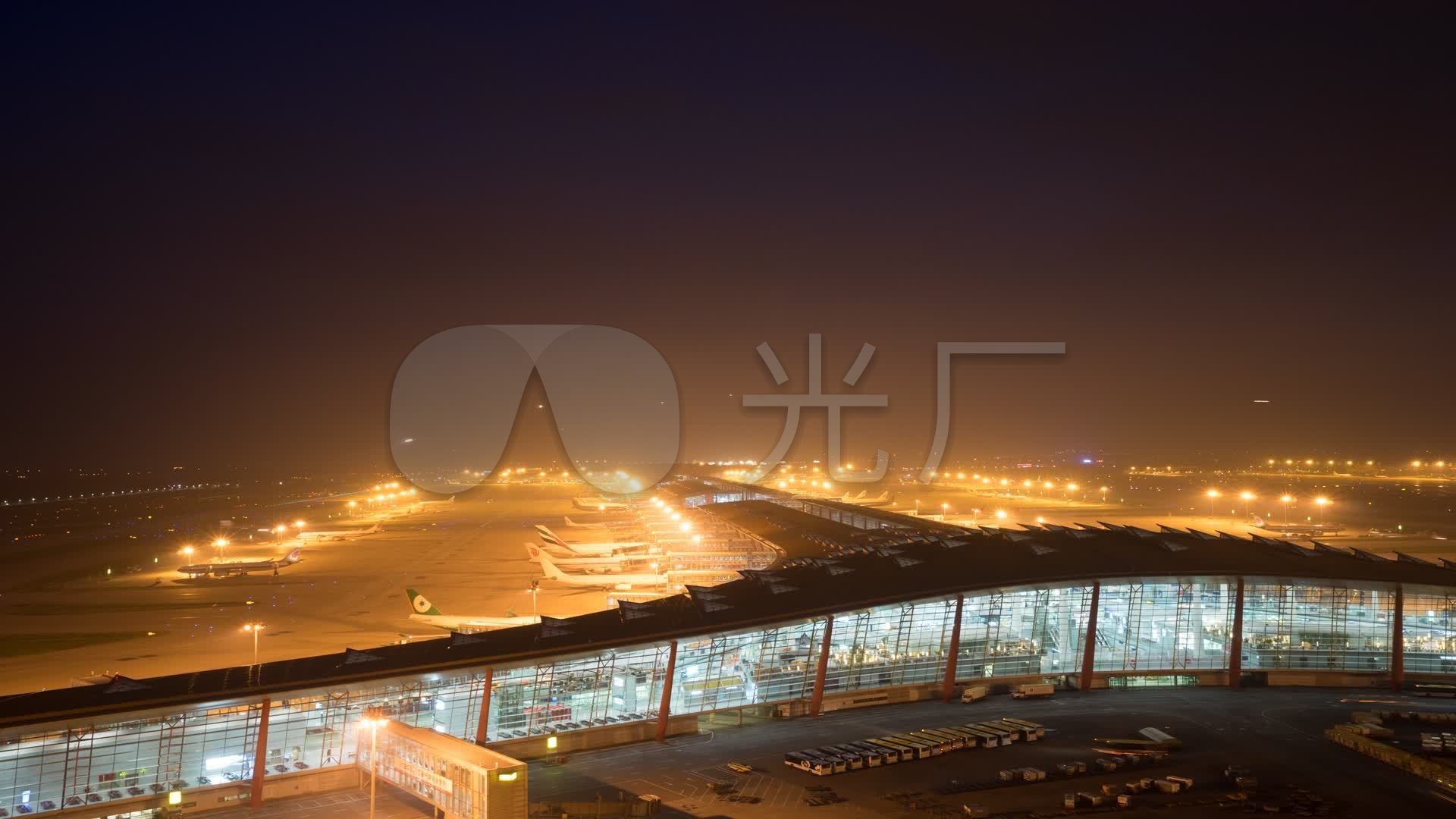 北京首都机场夜景t3空镜_1920x1080_高清视频素材下载